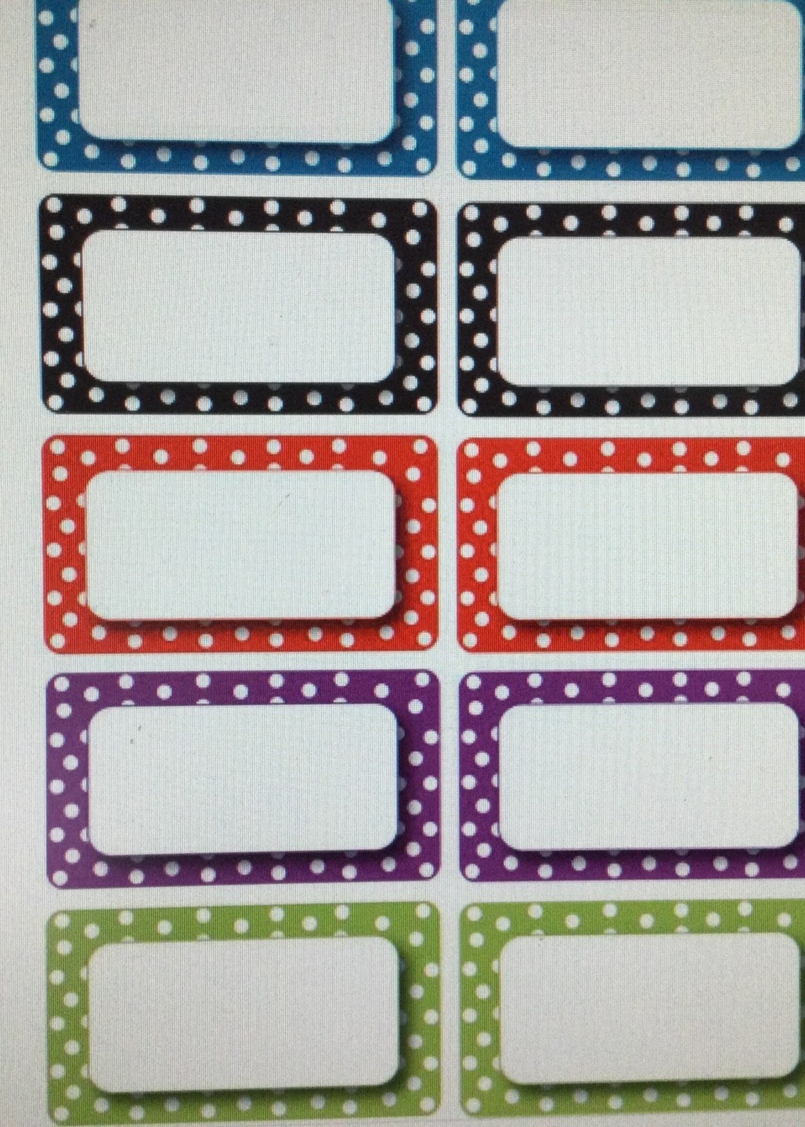 White Polka Dots Magnetic Nameplates 10 pc
