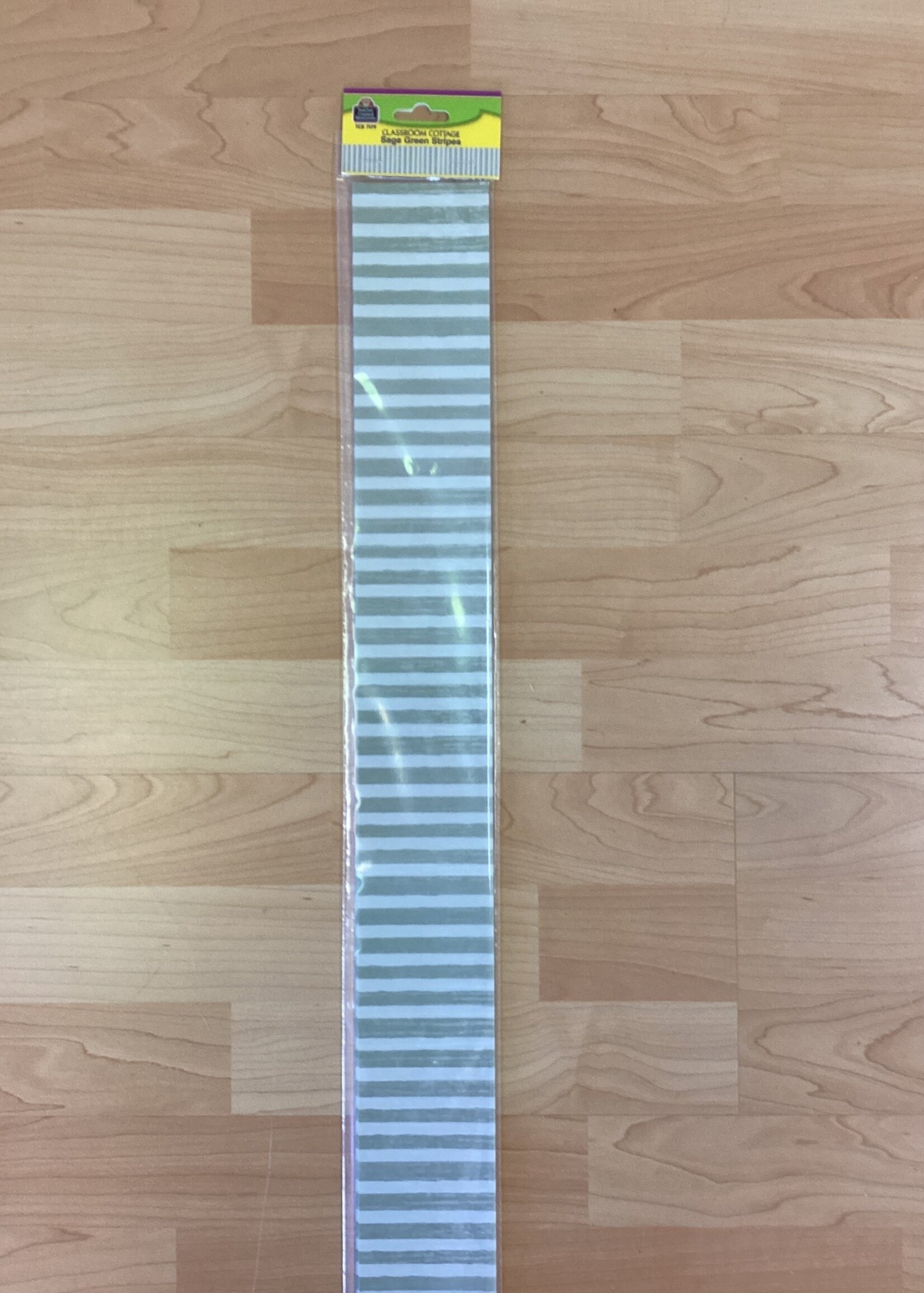 Classroom Cottage Sage Green Stripes Border 35’