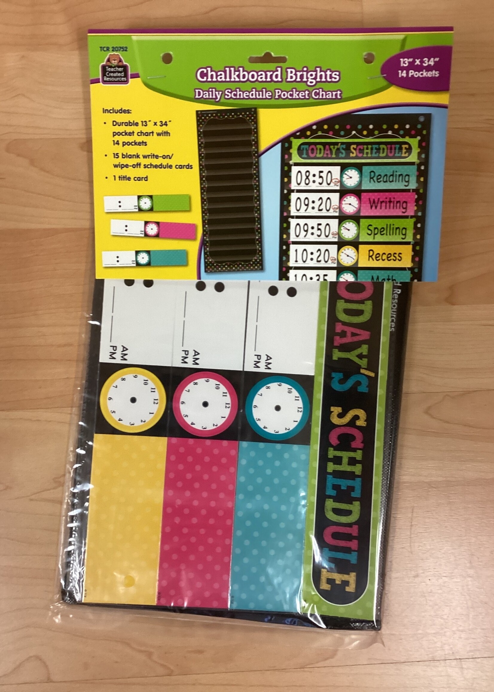 Chalkboard Brights Daily Schedule 14 Pocket Chart