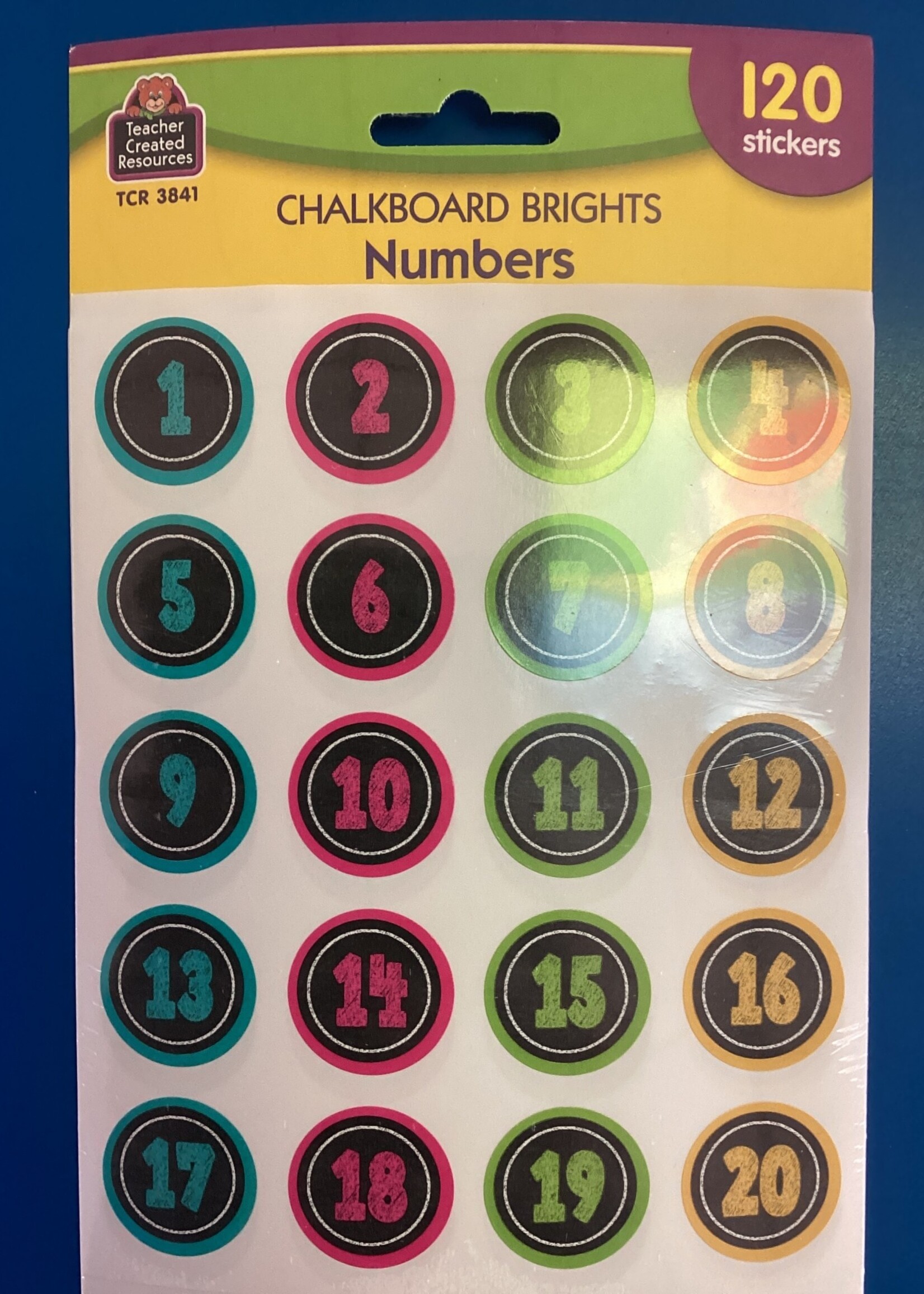 Chalkboard Brights Numbers Stickers 120