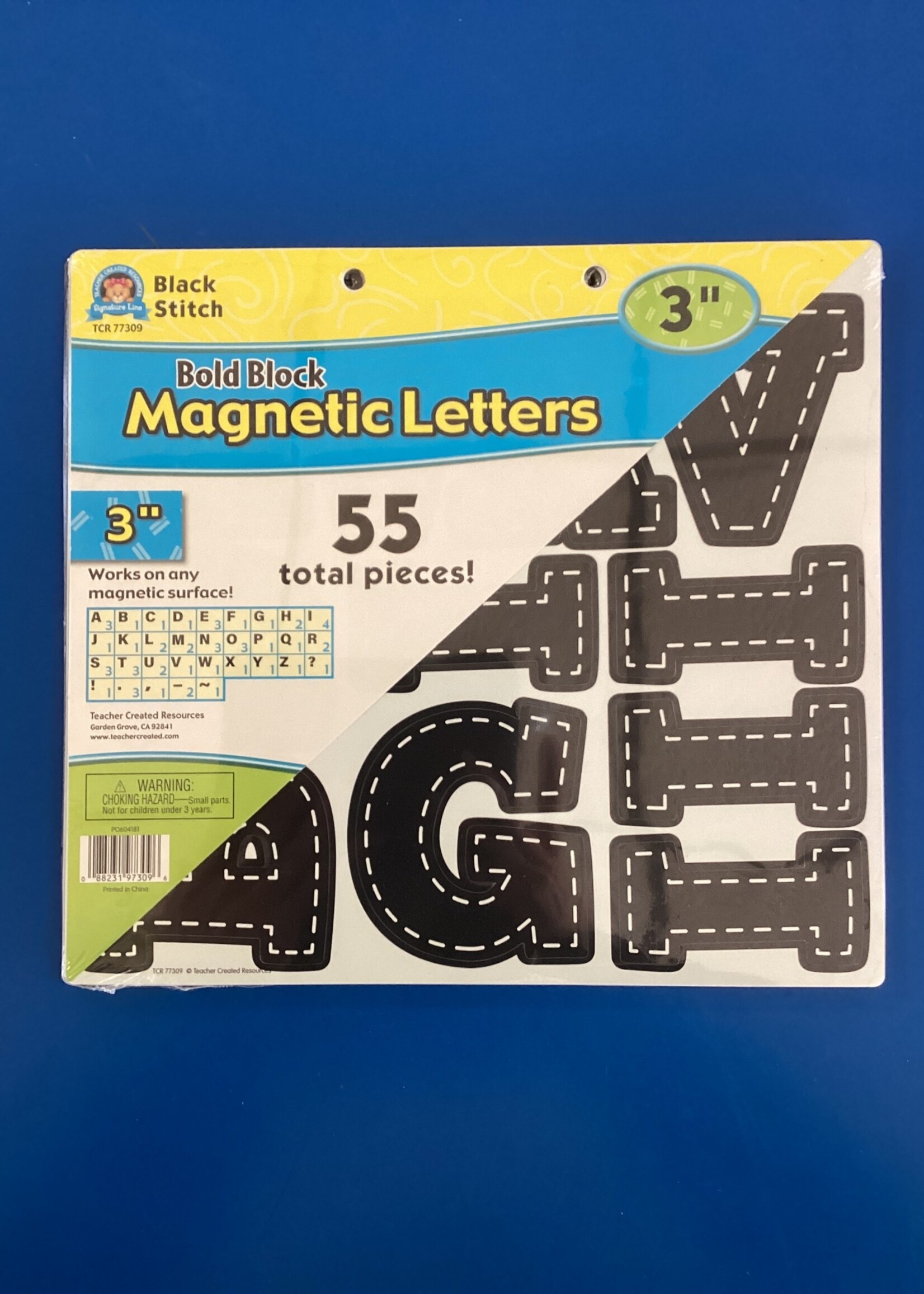 Black Stitch Bold Block Magnetic Letters 3" 55pc