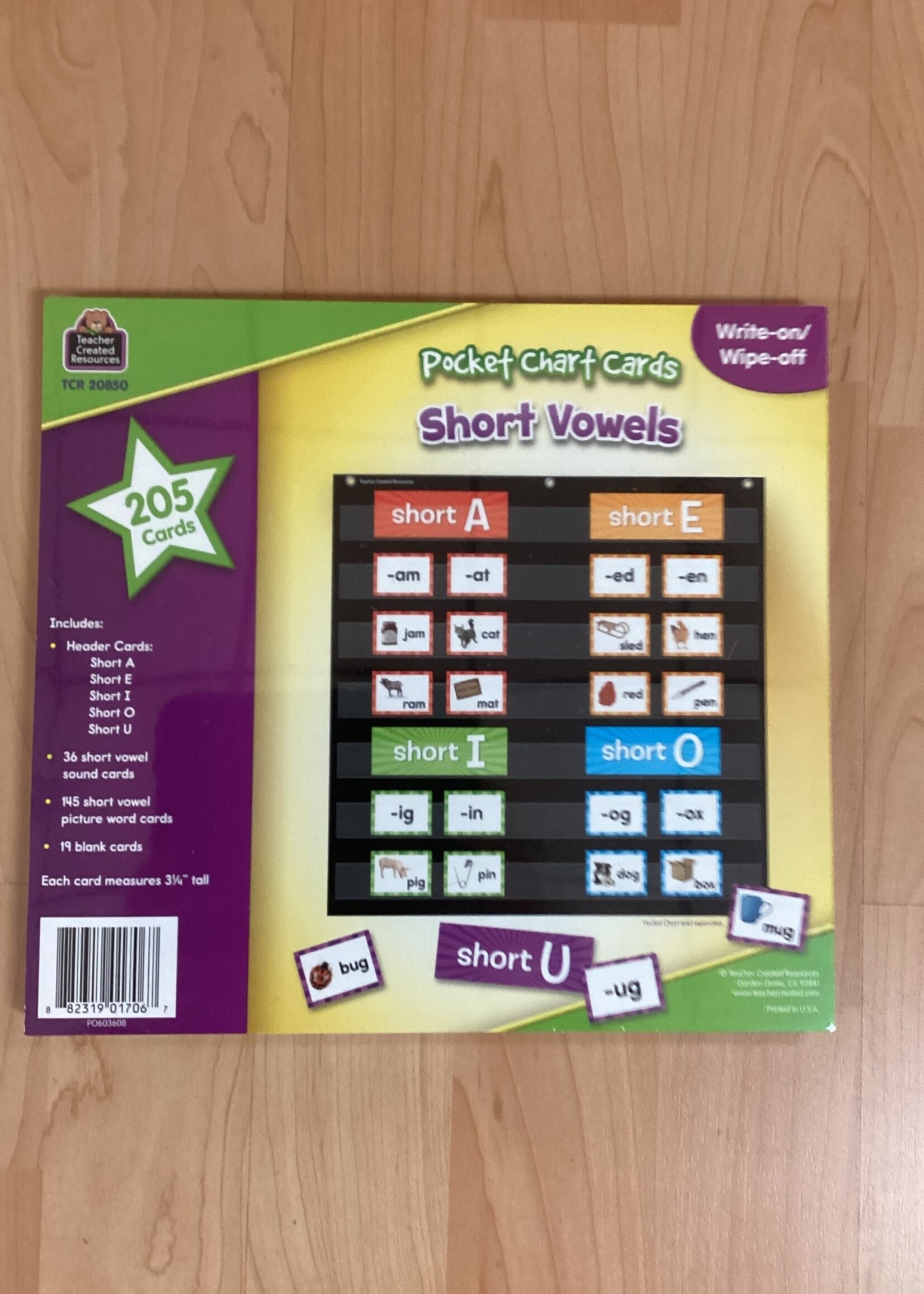 Short Vowels Pocket Chart Cards 205pc