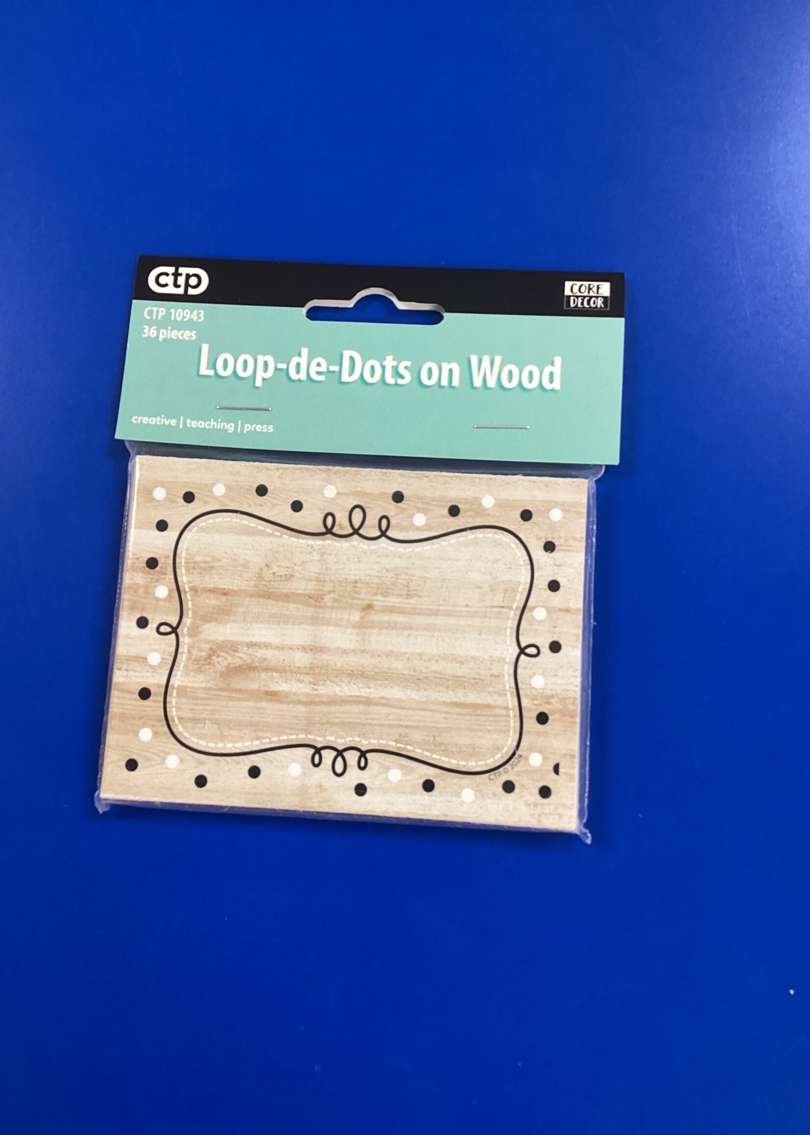 Loop-de-Dots on Wood Nametag