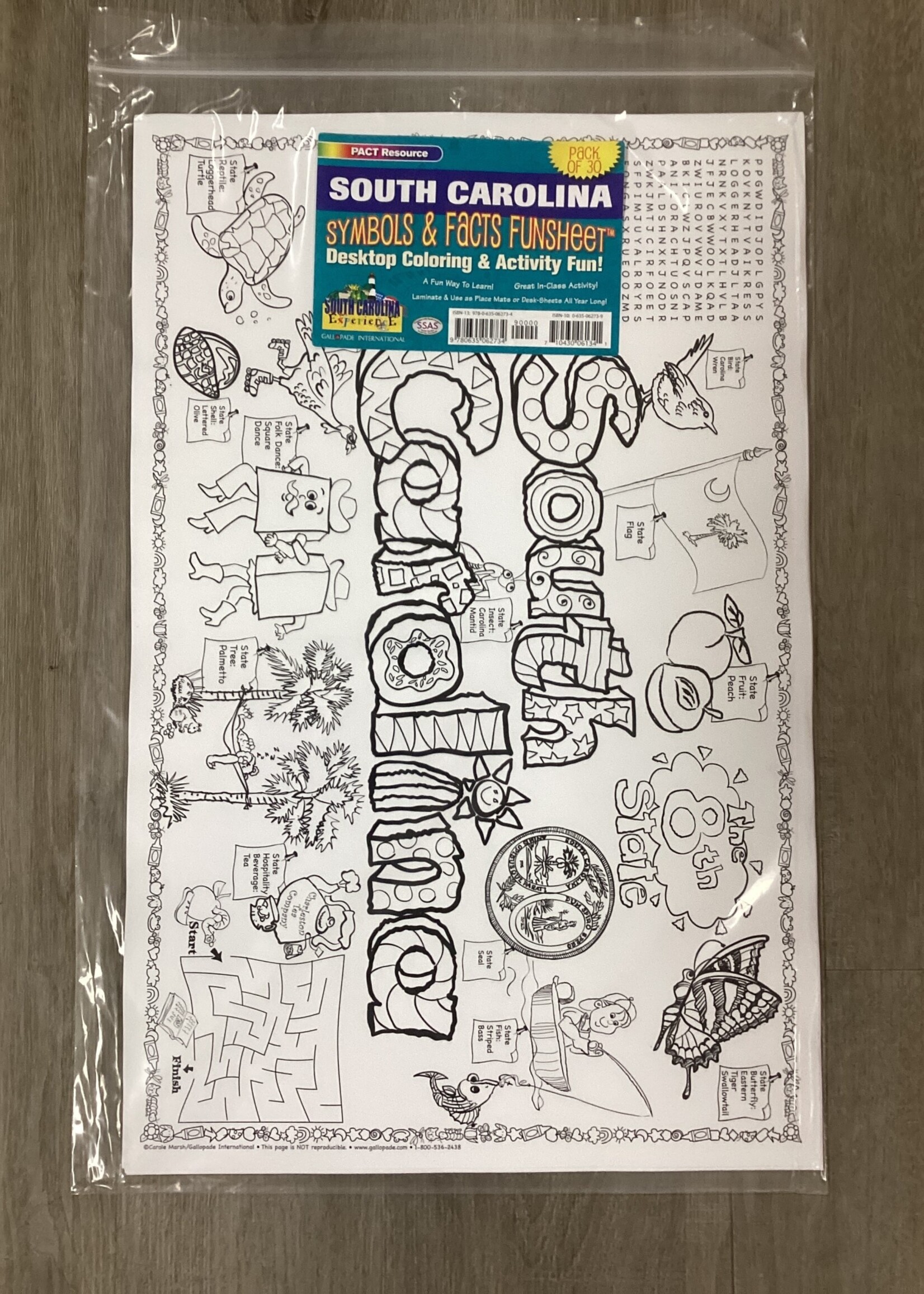 South Carolina Symbols and Facts Funsheet (pack of 30)