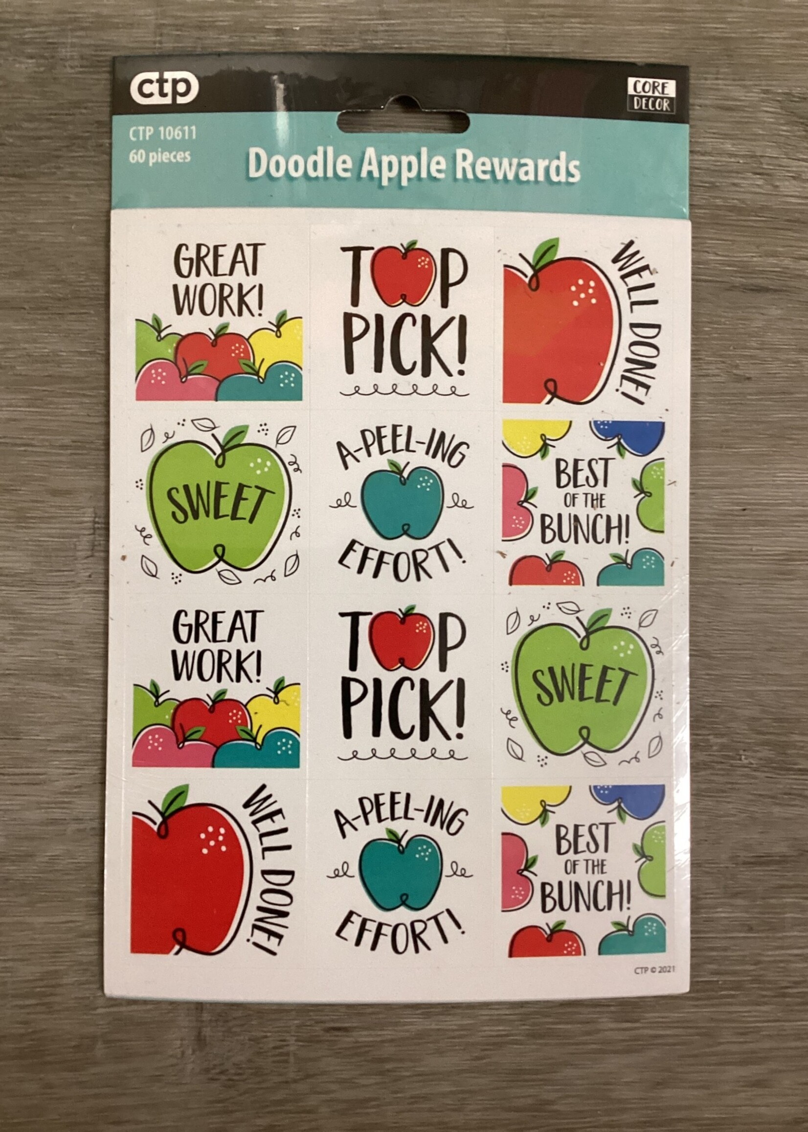 Doodle Apple Rewards Stickers 60pc