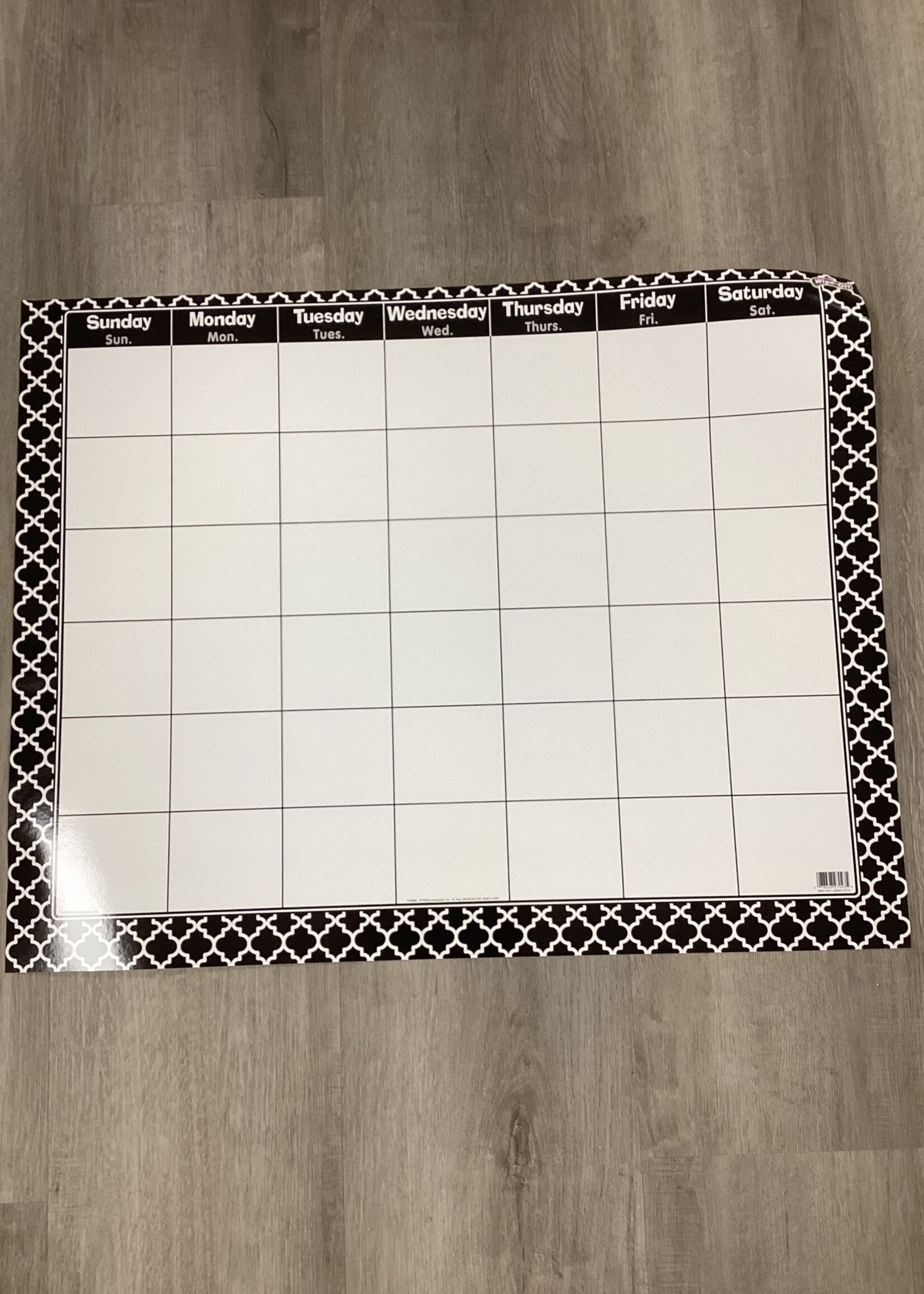 Moroccan Black Wipe-Off Calendar 28" x 22"