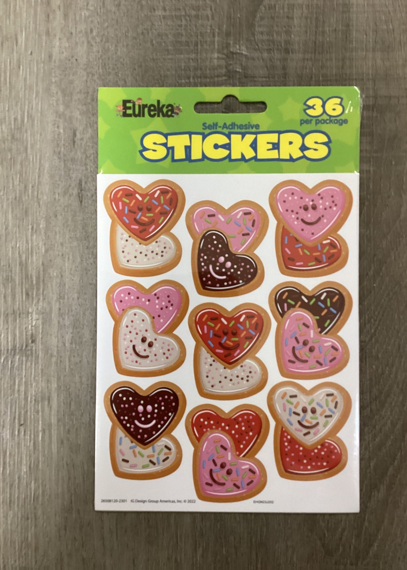 Giant Heart Cookies Stickers 36pk