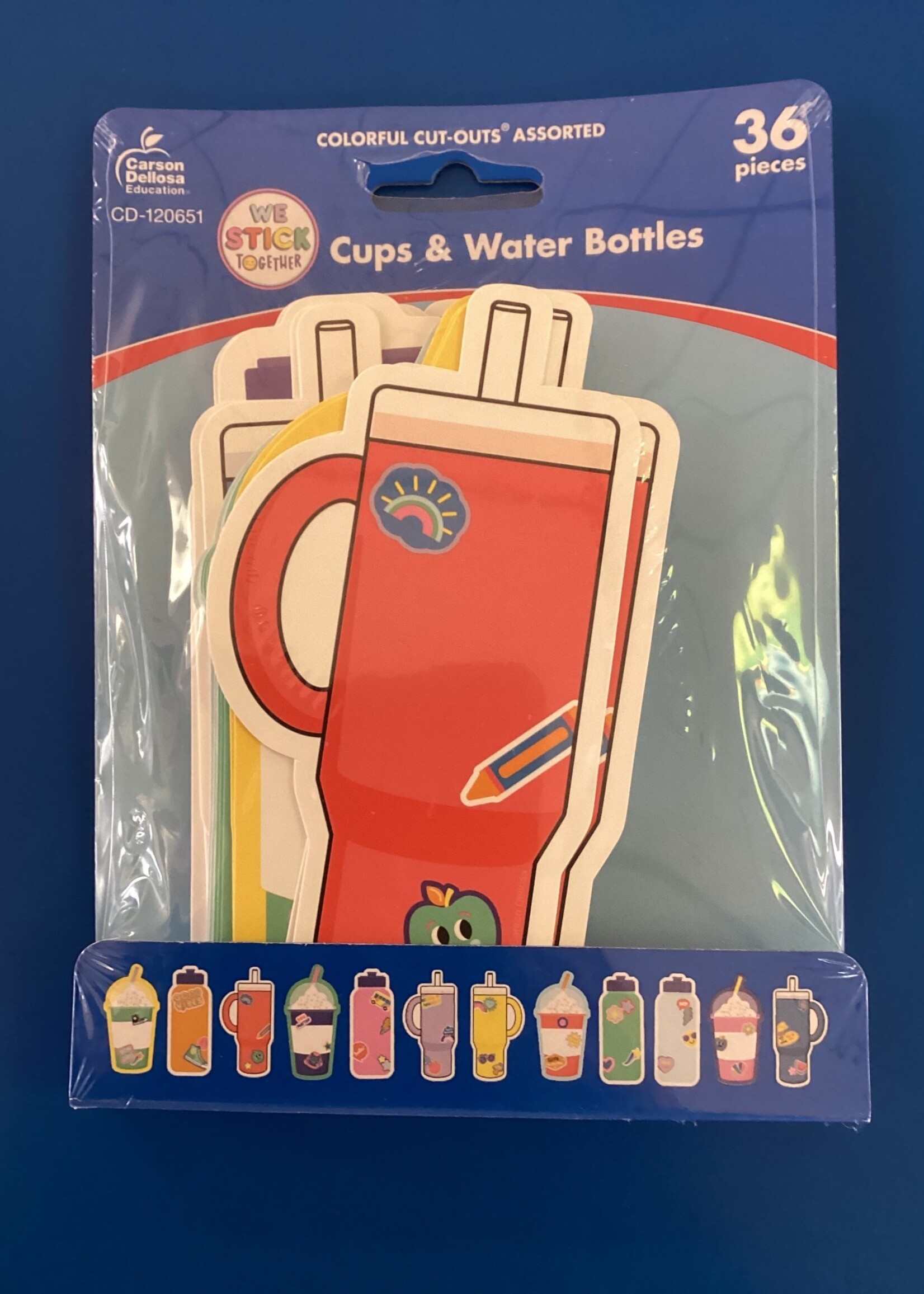 We Stick Together Cups & Water Bottles Colorful Cutouts Asst.