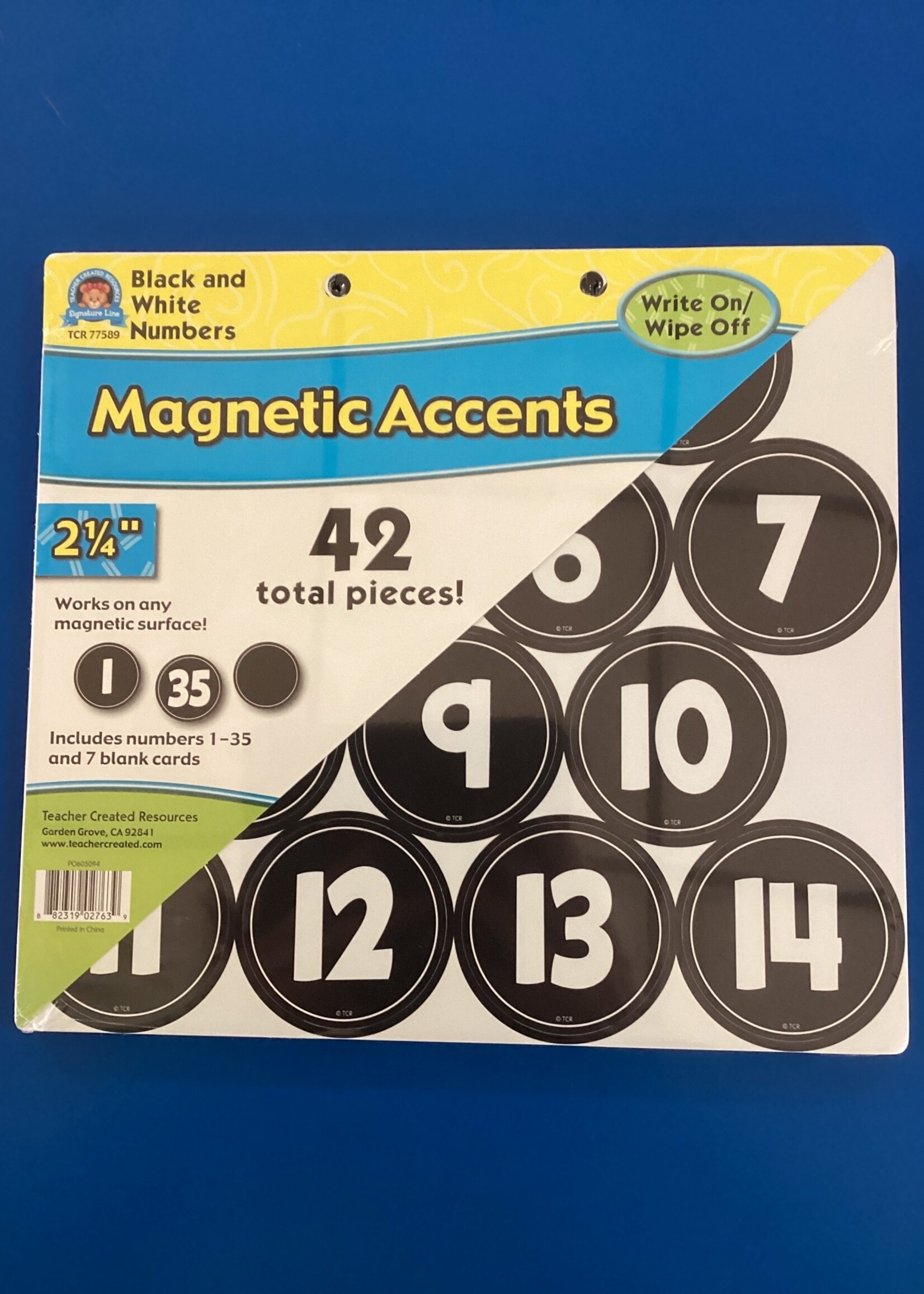 Black and White 2 1/4" Numbers Magnetic Accents 42pc