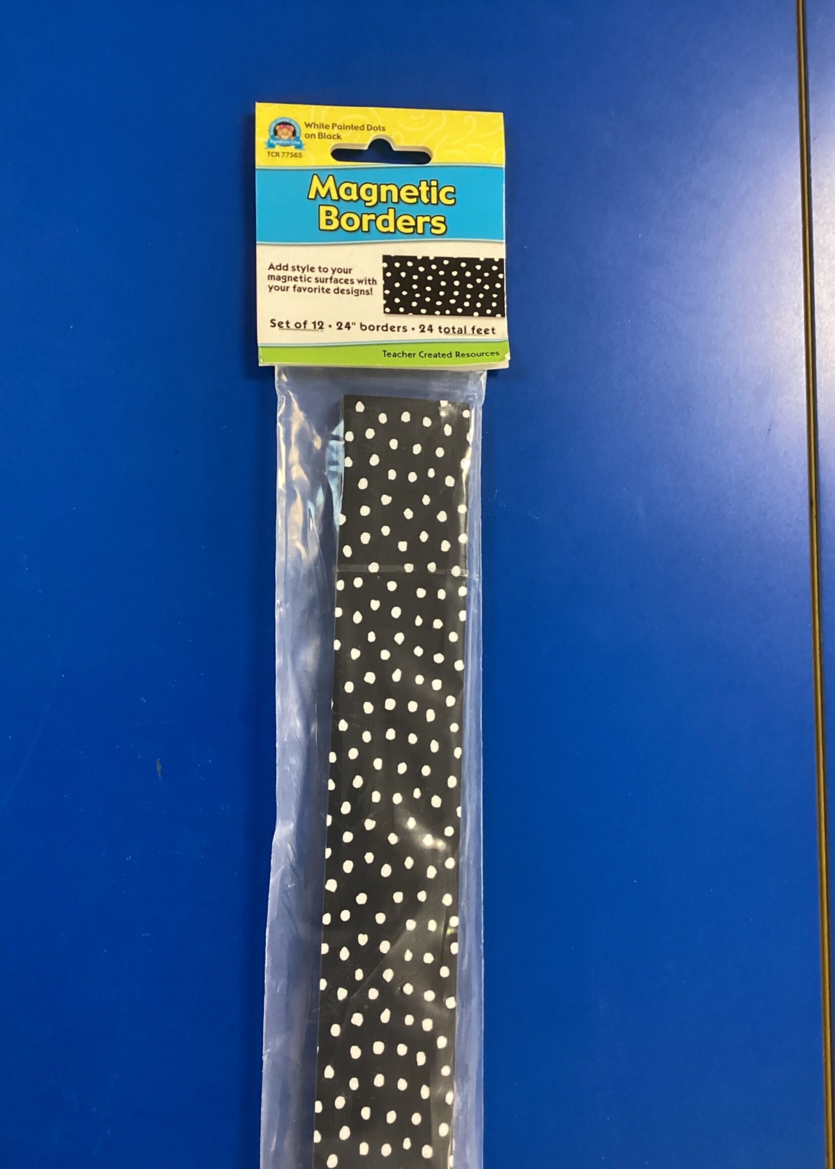 White Painted Polka Dots on Black Magnetic Border 24'