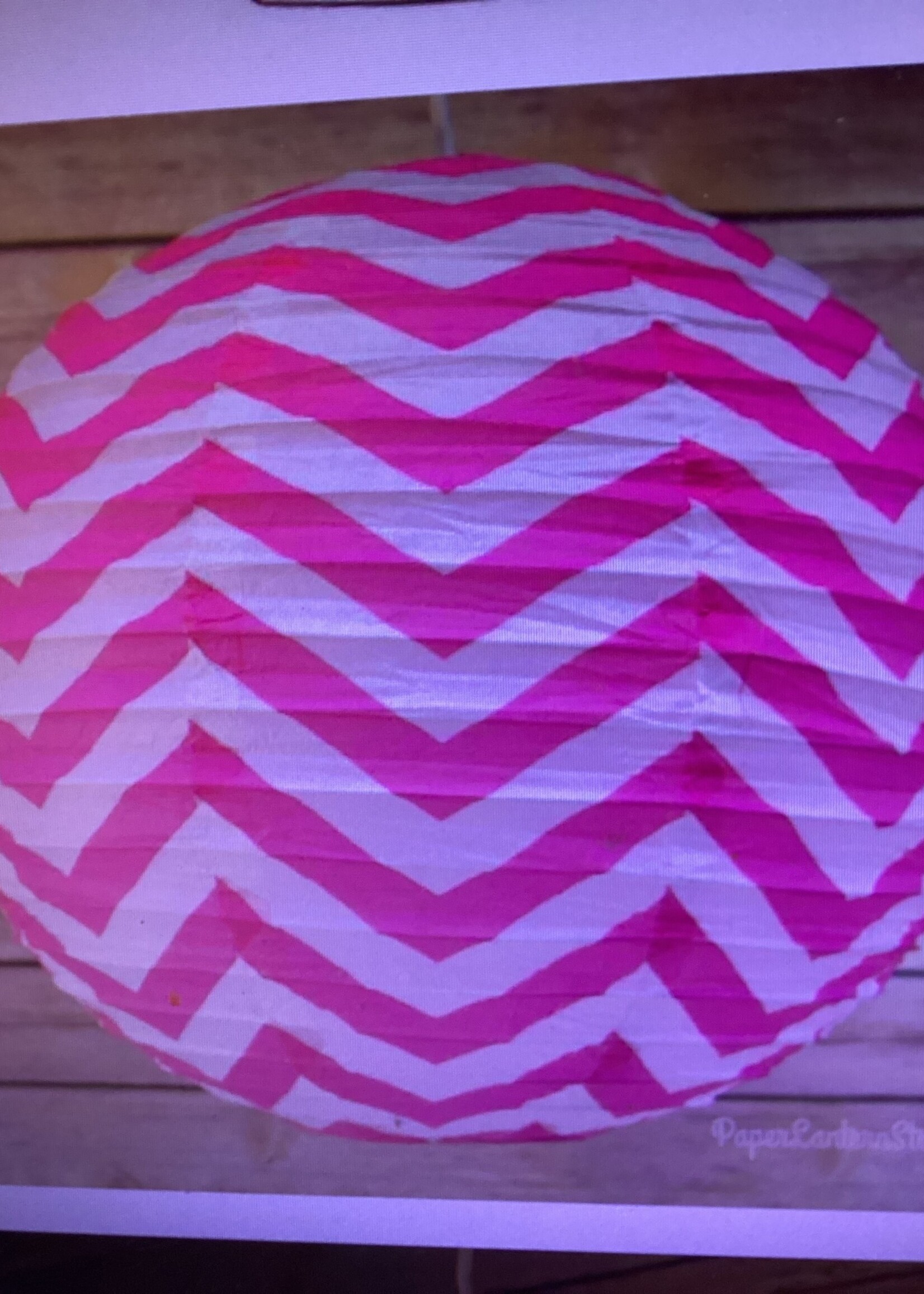 14" Fuchsia Chevron Lantern