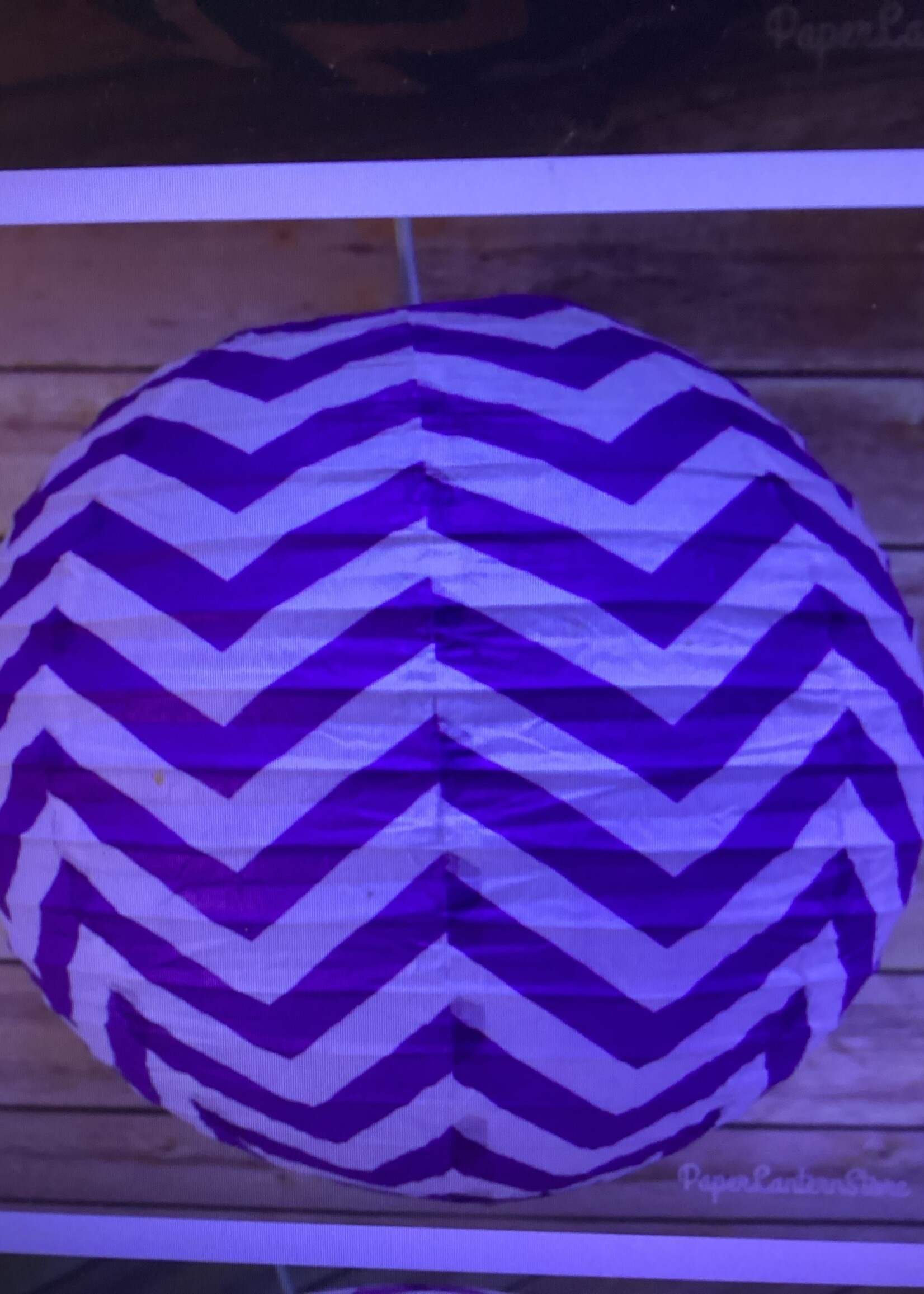 14" Purple Chevron Lantern