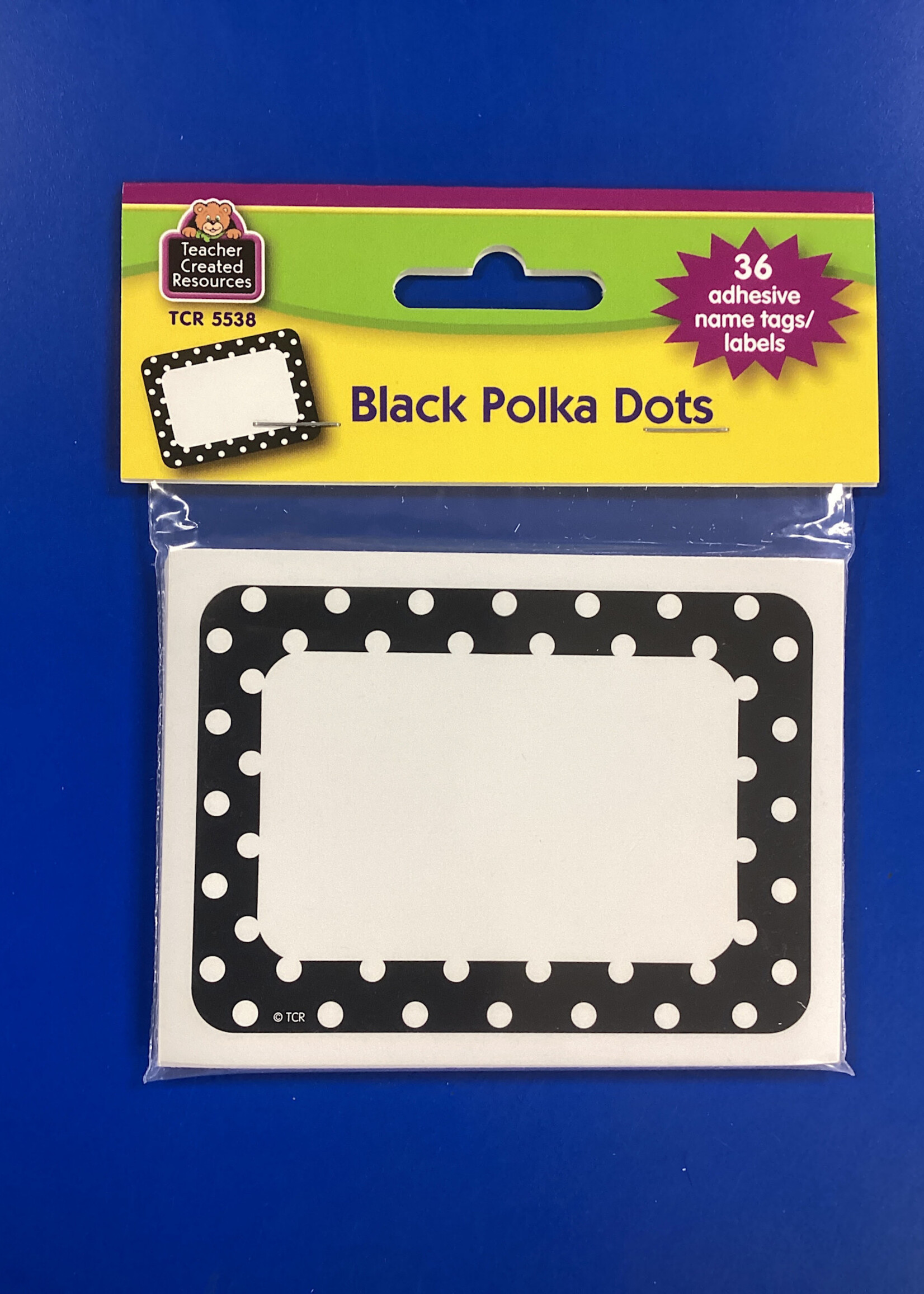 Black Polka Dot Name Tags/Labels 36pk