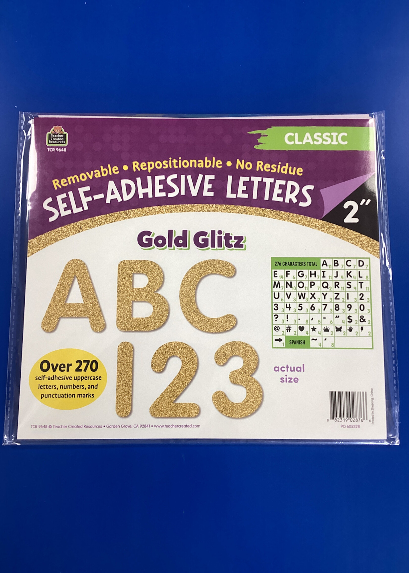 2" Gold Glitz Self-Adhesive Letters 270pc