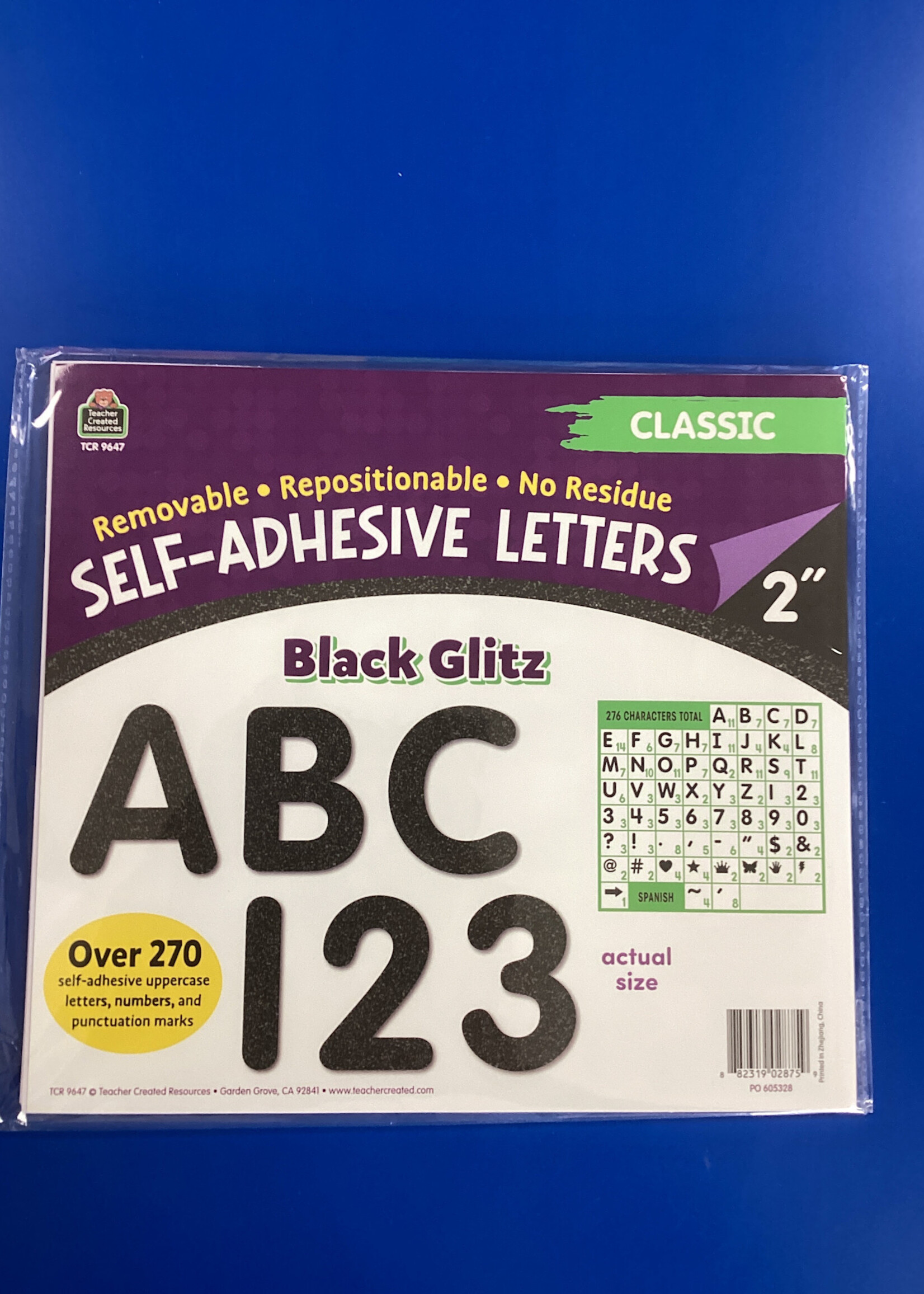 2" Black Glitz Self-Adhesive Letters