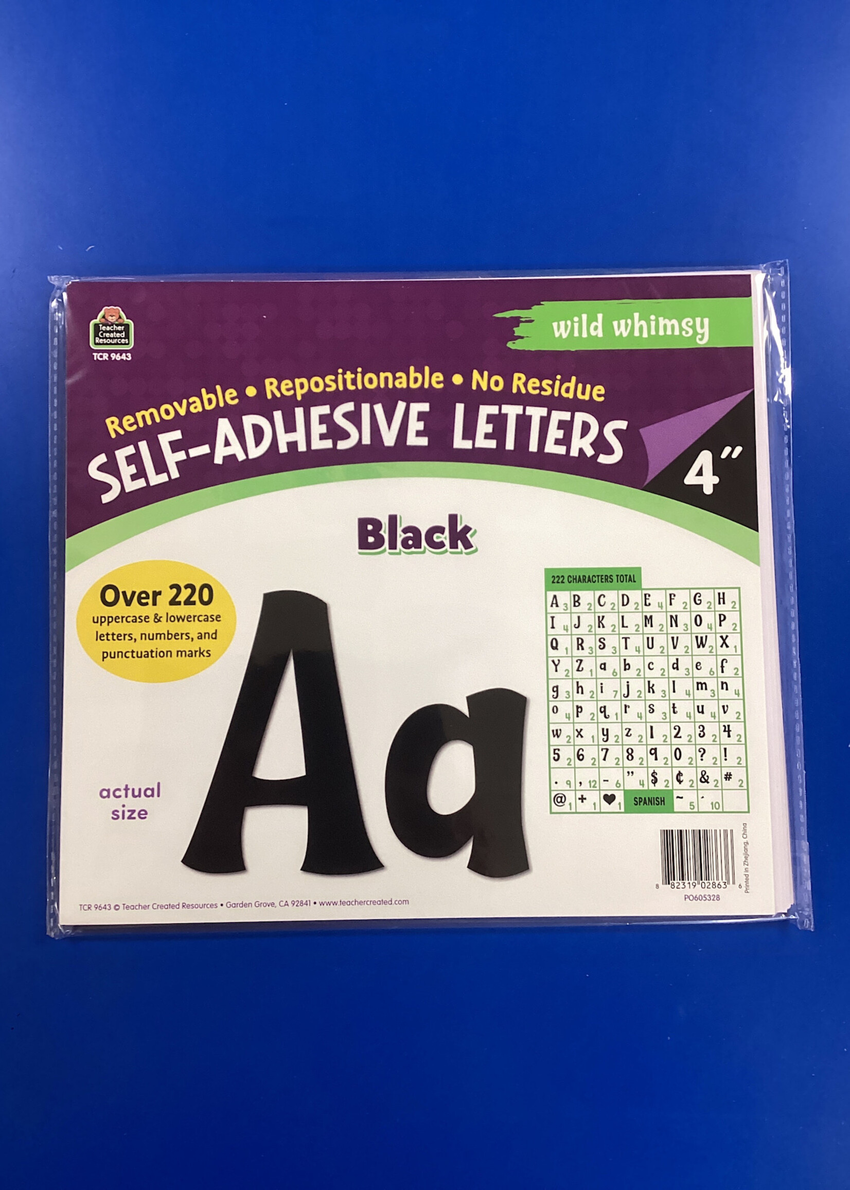4" Black Wild Whimsy Self-Adhesive Letters 220pc