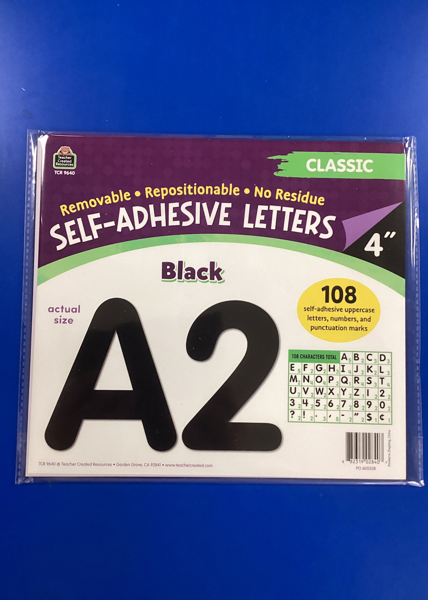 4" Black Classic Self-Adhesive Letters 108pc