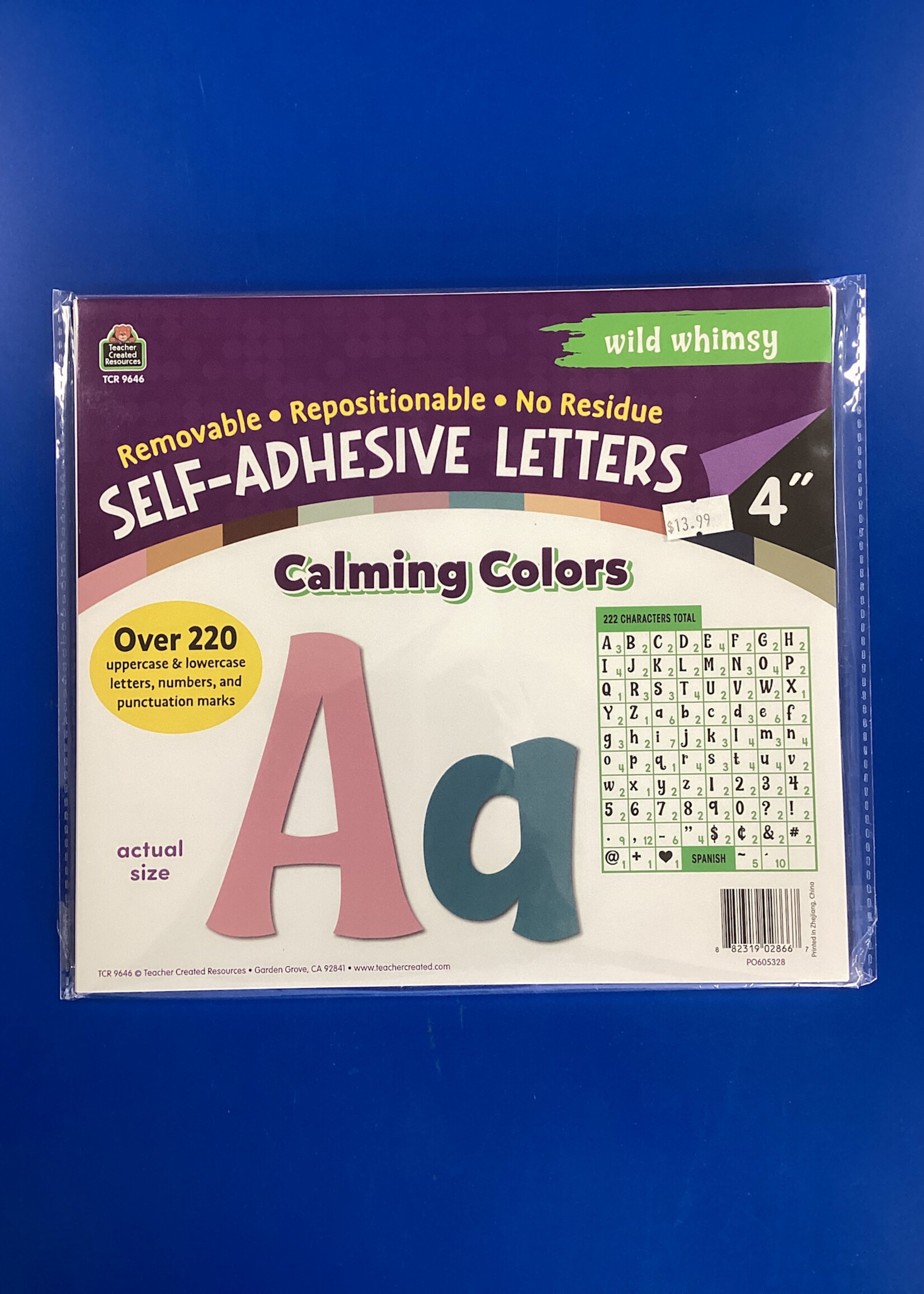 Calming Colors 4" Wild Whimsy Self-Adhesive Letters Combo Pack