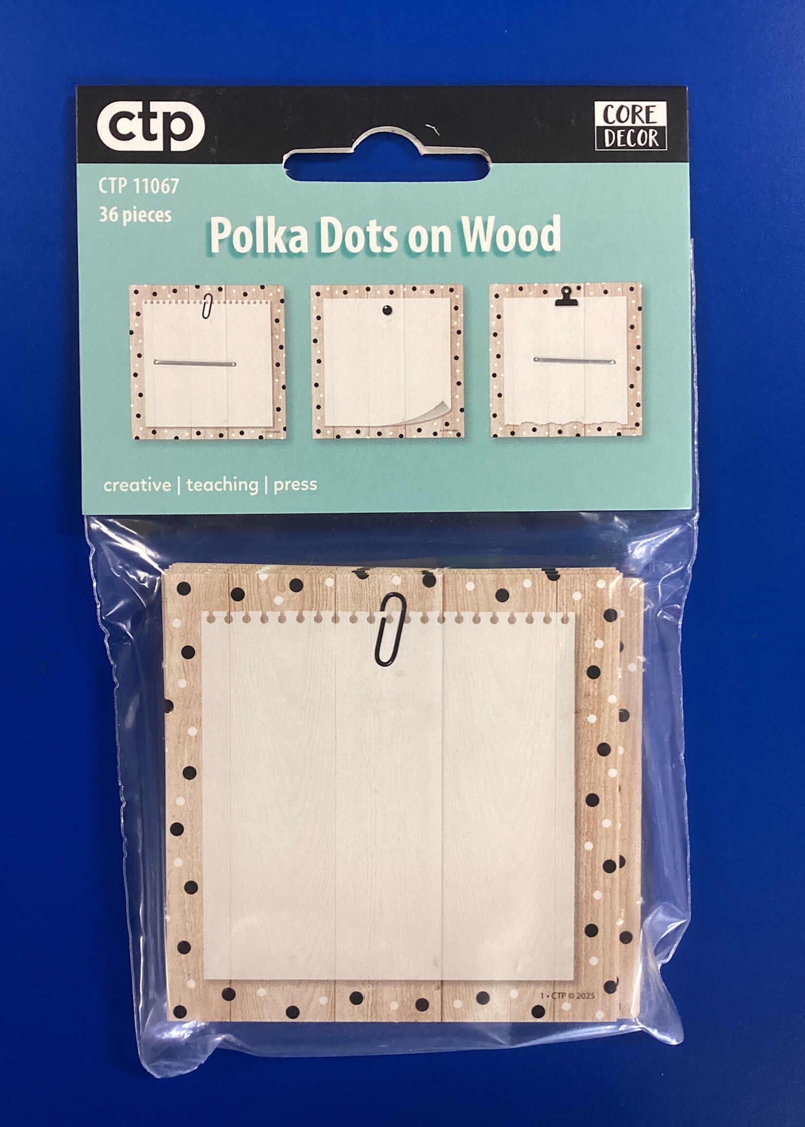Polka Dots on Wood 3" Designer Cut-Outs 36pc