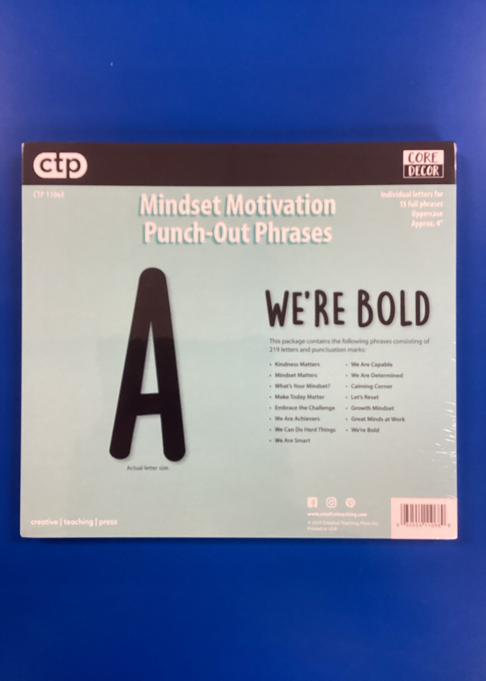 Mindset Motivation Punch-Out Phrases Letters 219pc