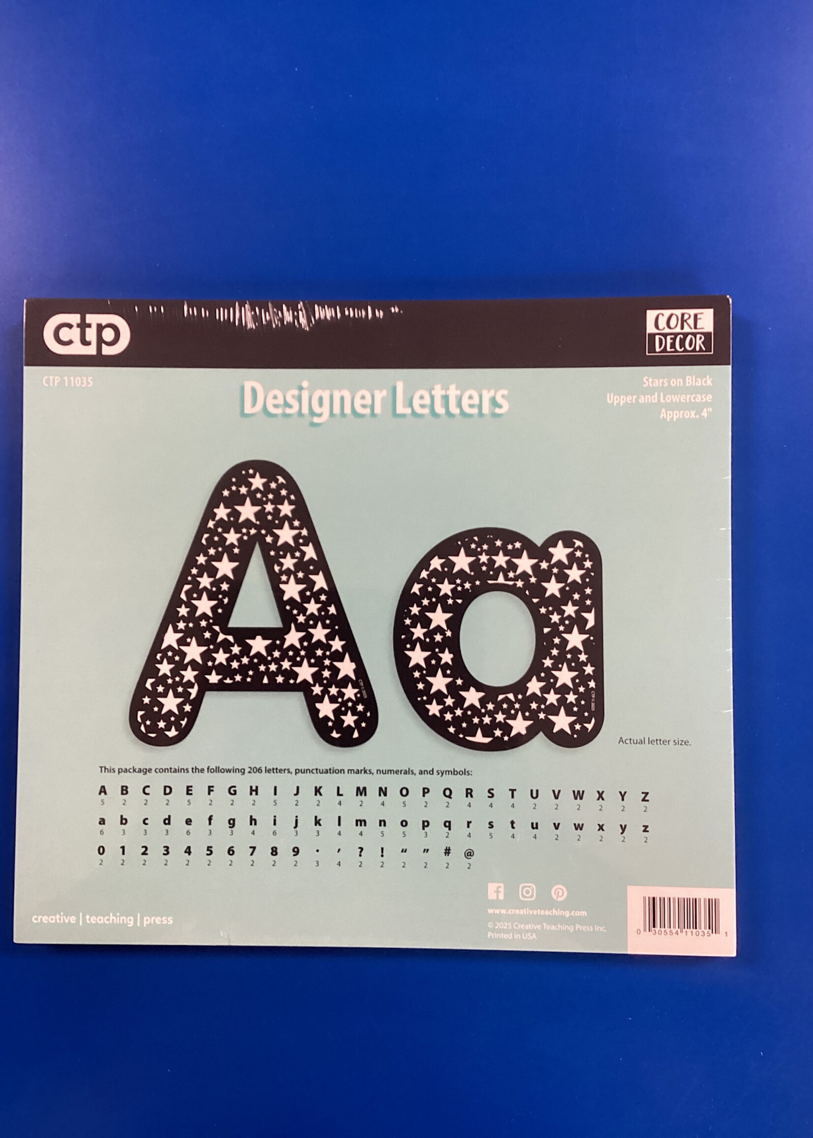 Stars on Black Designer Letters 4” 206pc