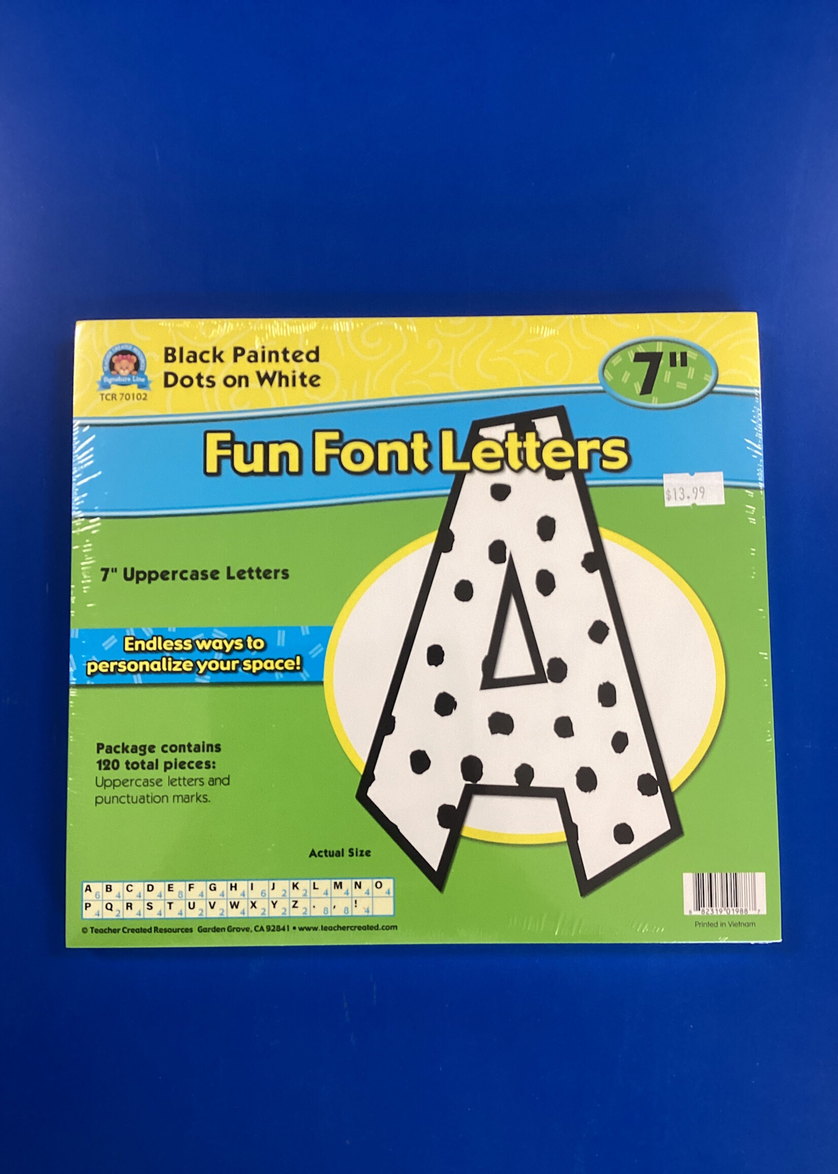 Black Painted Dots on White 7" Fun Font Letters 120pc