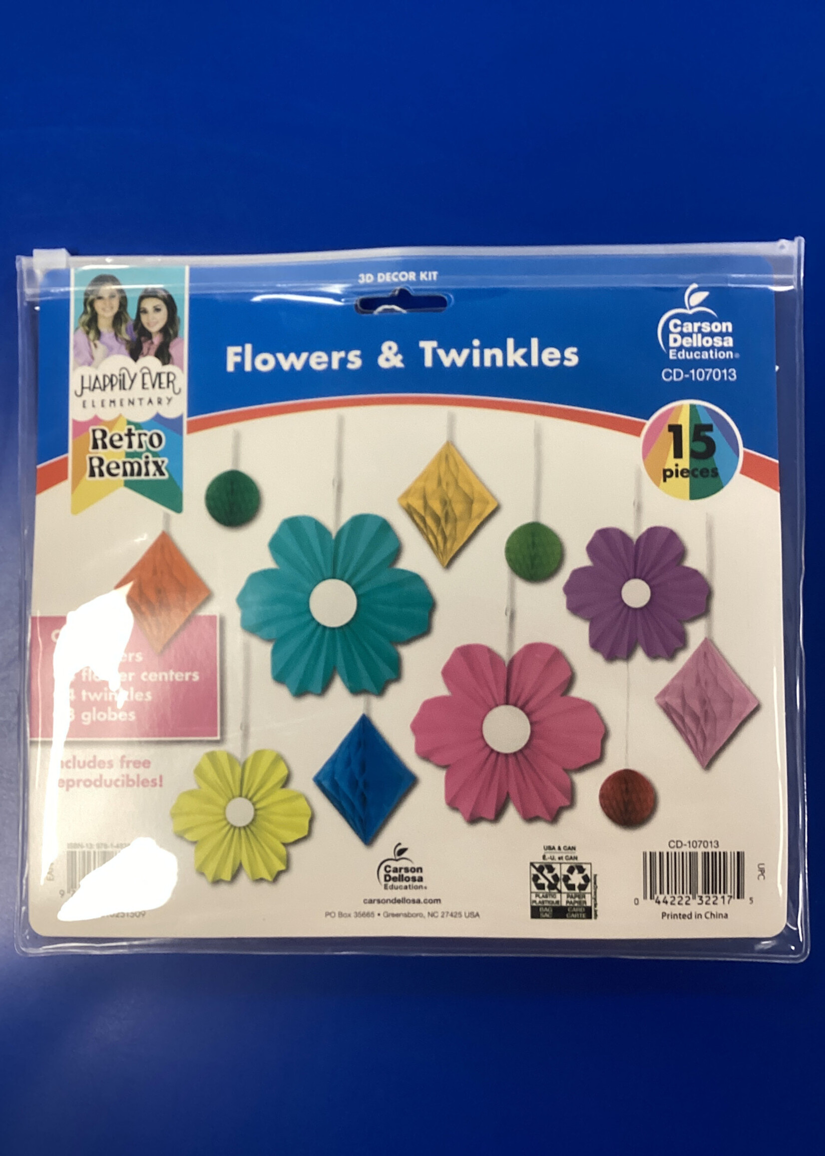 Retro Remix Flowers & Twinkles Decor 15pc