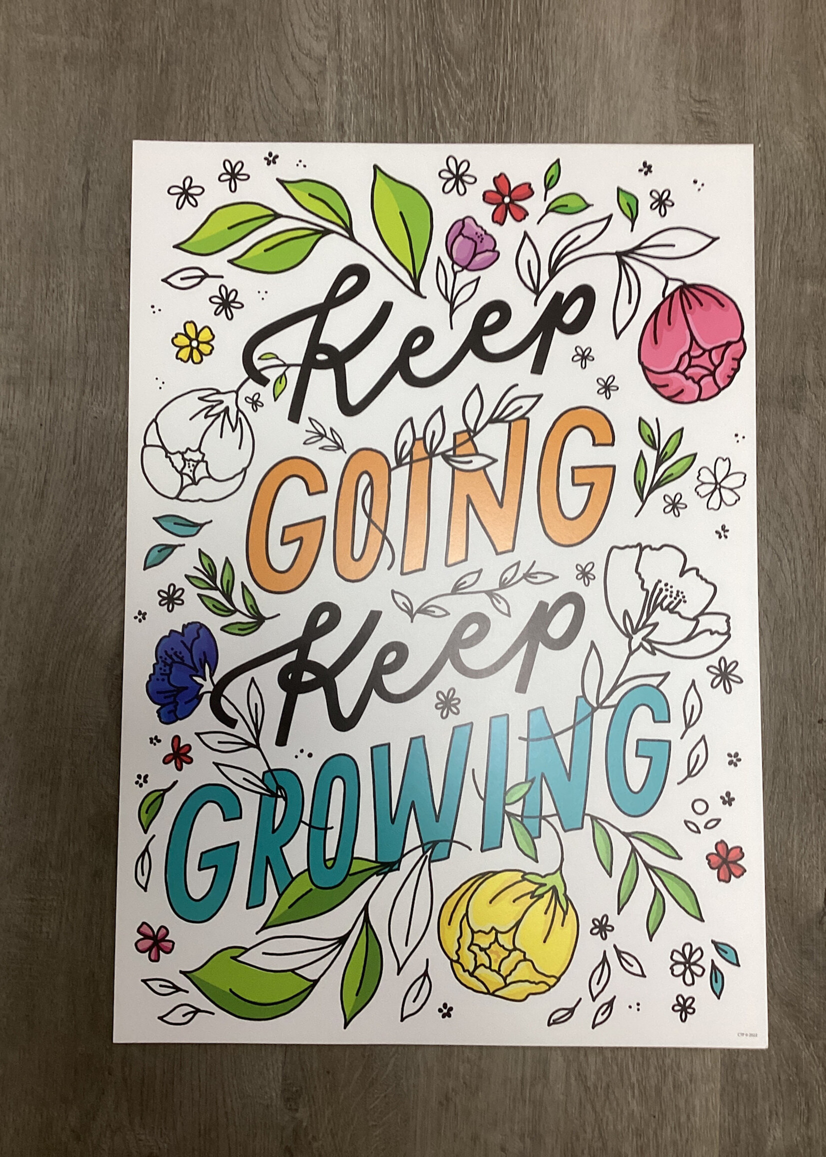 Doodly Blooms Keep Going Keep Growing Poster