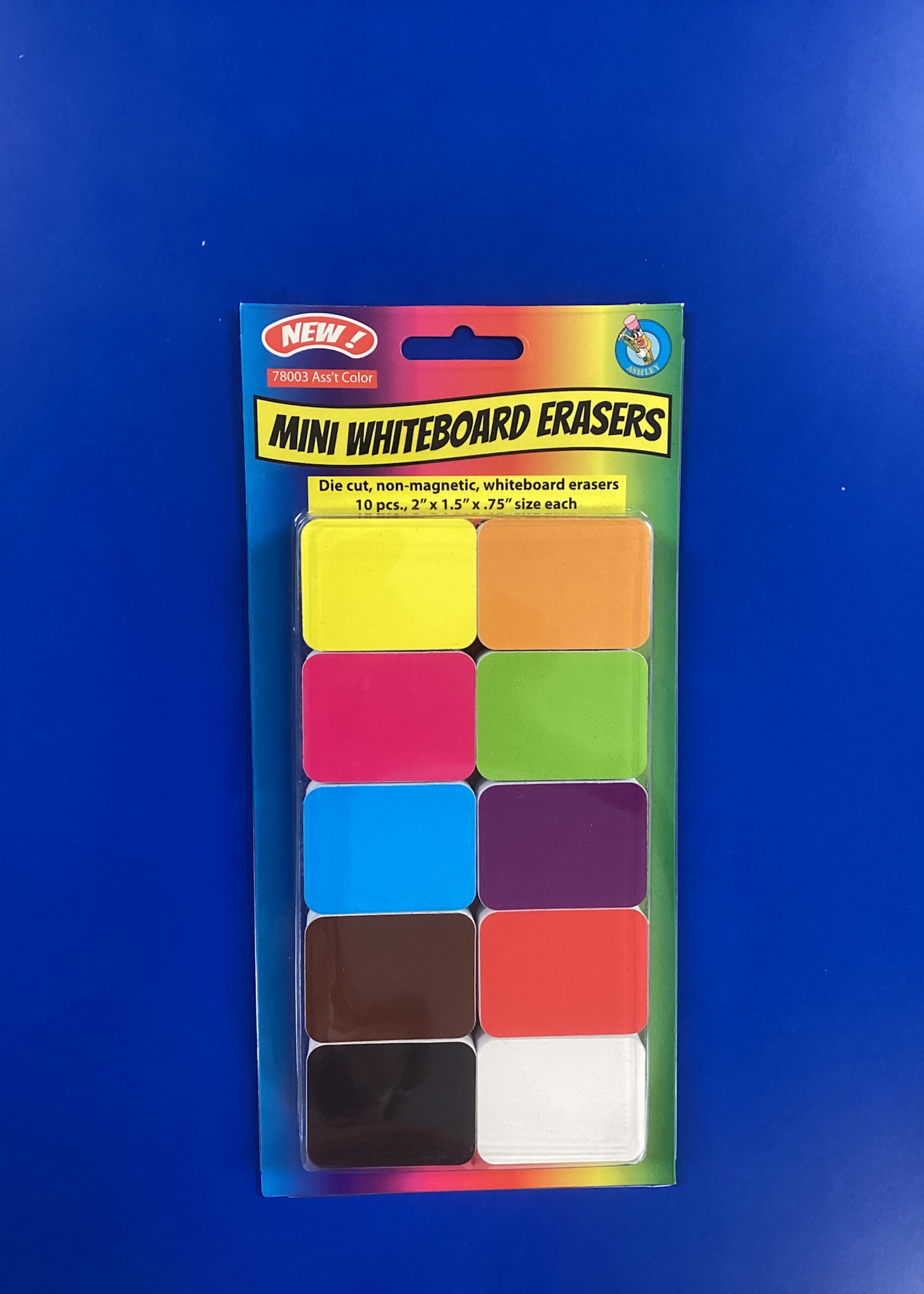 Assorted Colors Mini Whiteboard Erasers 10pc