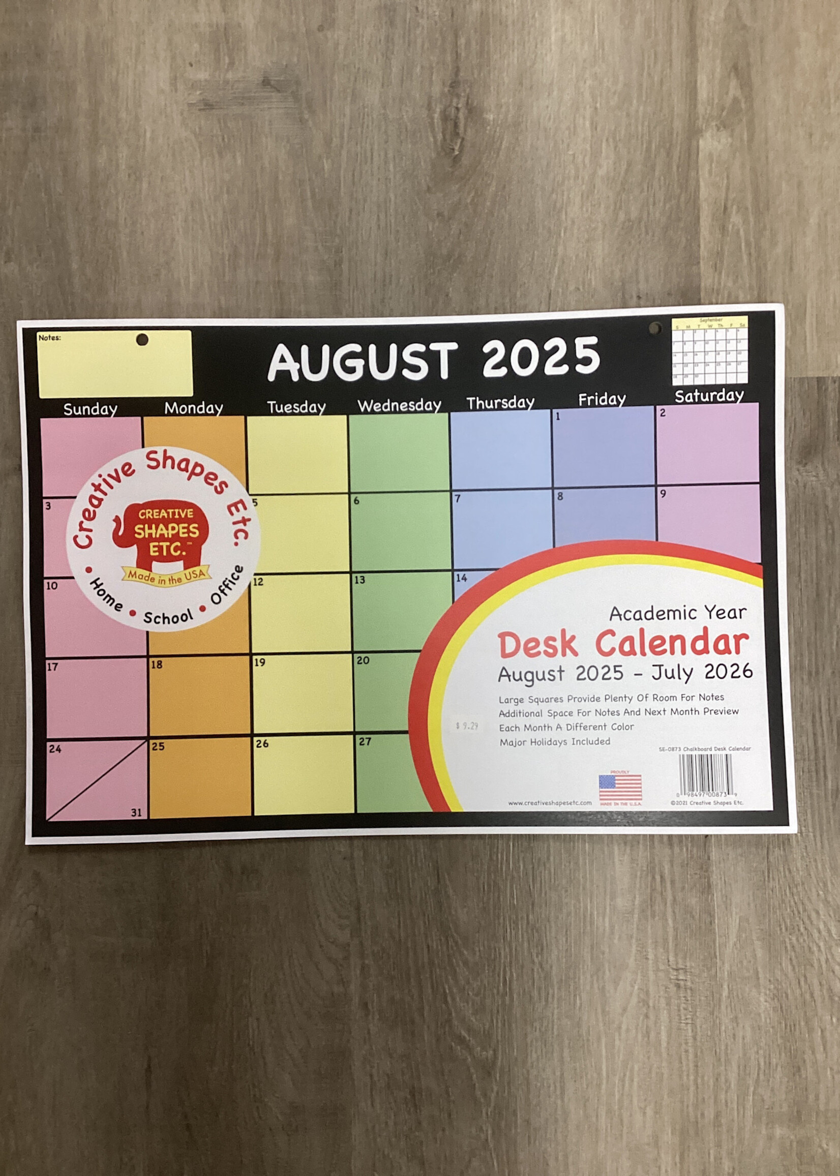 Chalkboard Academic Yr Desk Cal Academic Year Desk Calendar Pastels