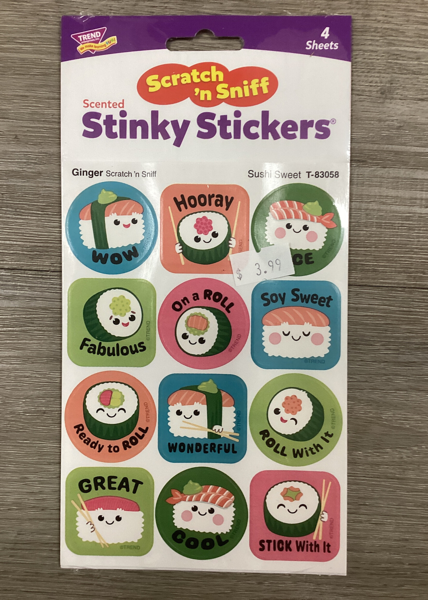 Sushi Sweet Ginger scent Scratch 'n Sniff Stinky Stickers