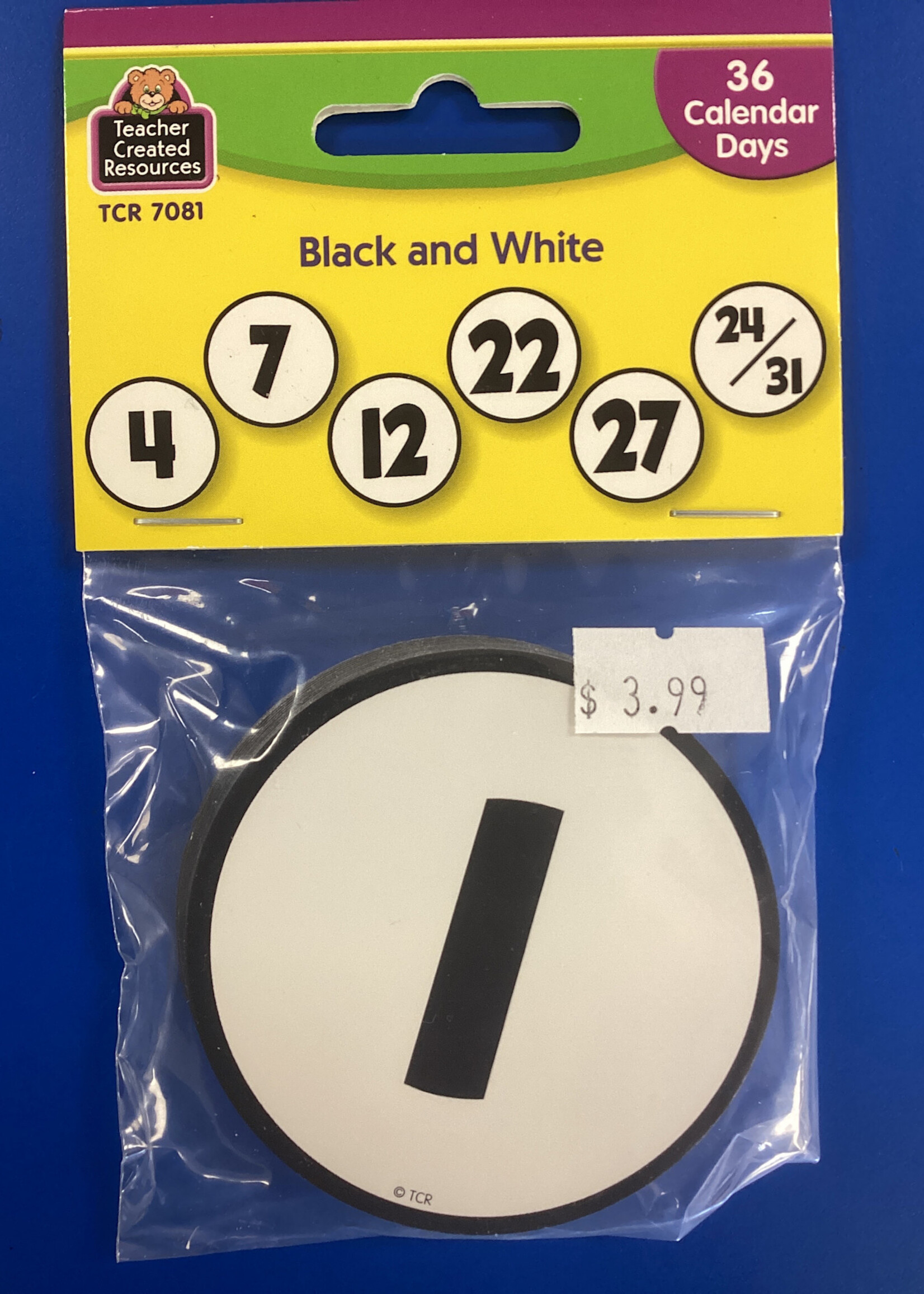 Black and White Calendar Days Cutouts 36 days