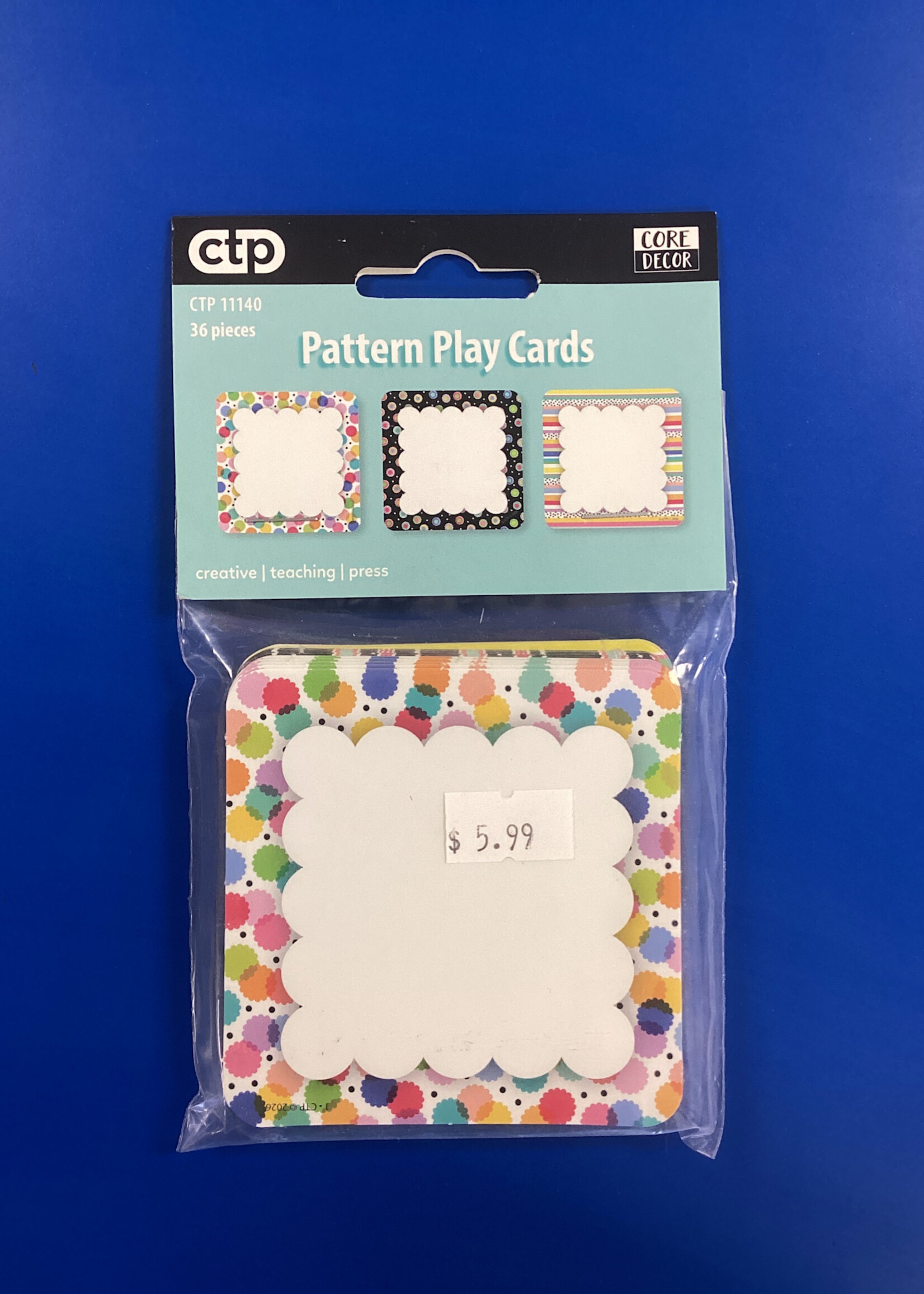 Core Decor Pattern Play Cards 3" Cut-Outs 36pc