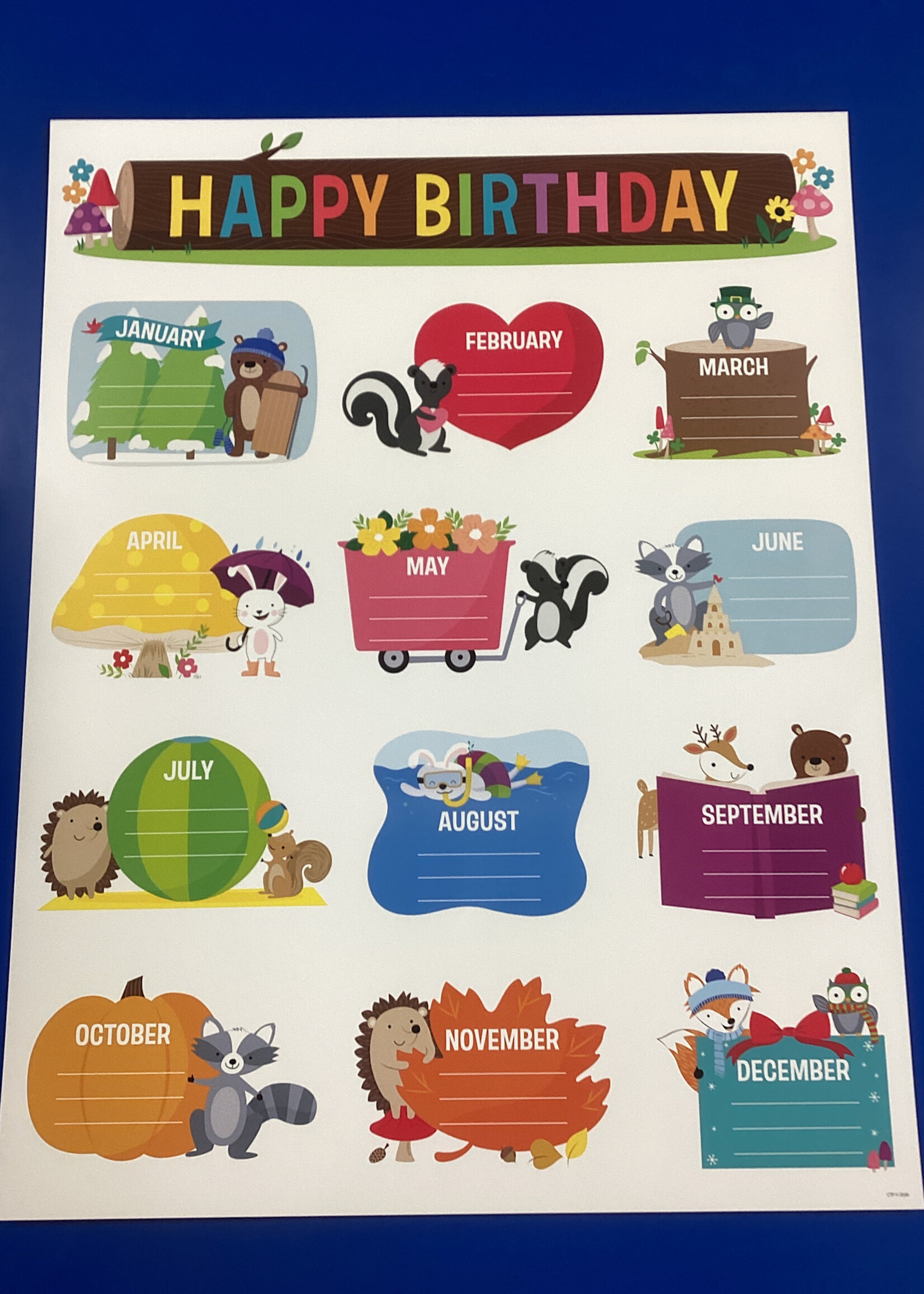 New Woodland Friends Happy Birthday Chart
