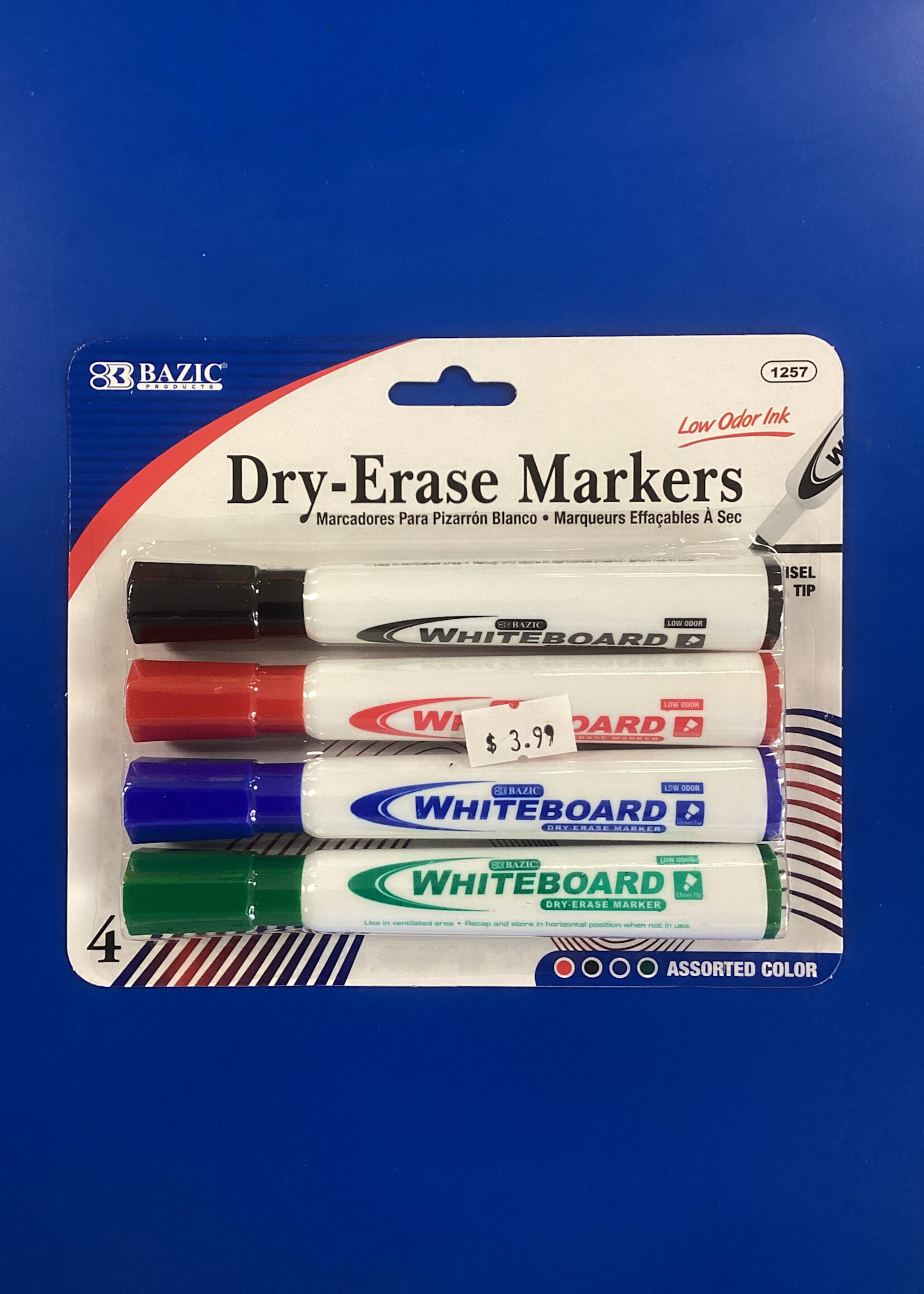 Assorted Colors Chisel Tip Dry-Erase Markers (4/Pack)