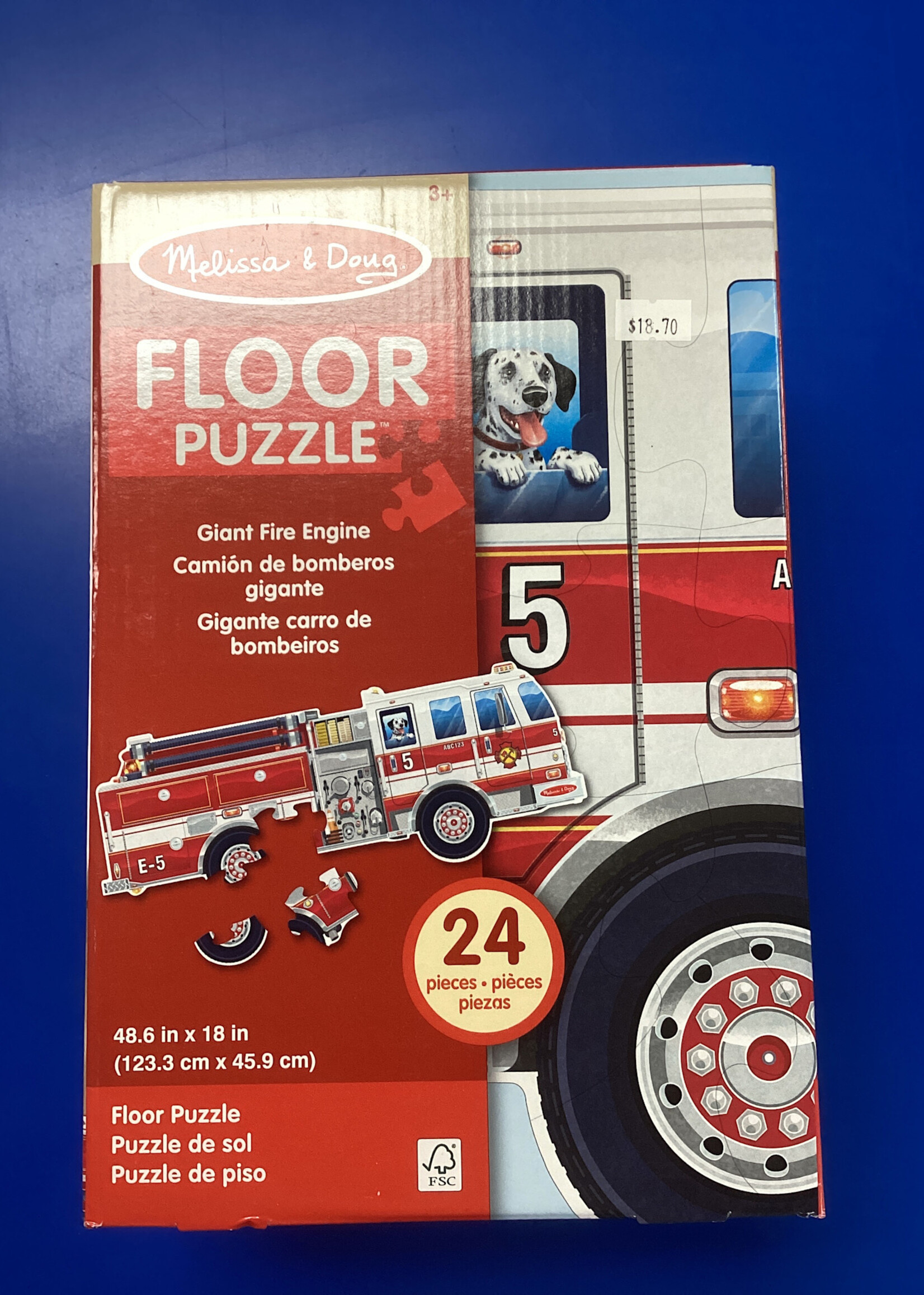 Giant Fire Truck Floor Puzzle - 24 Pieces