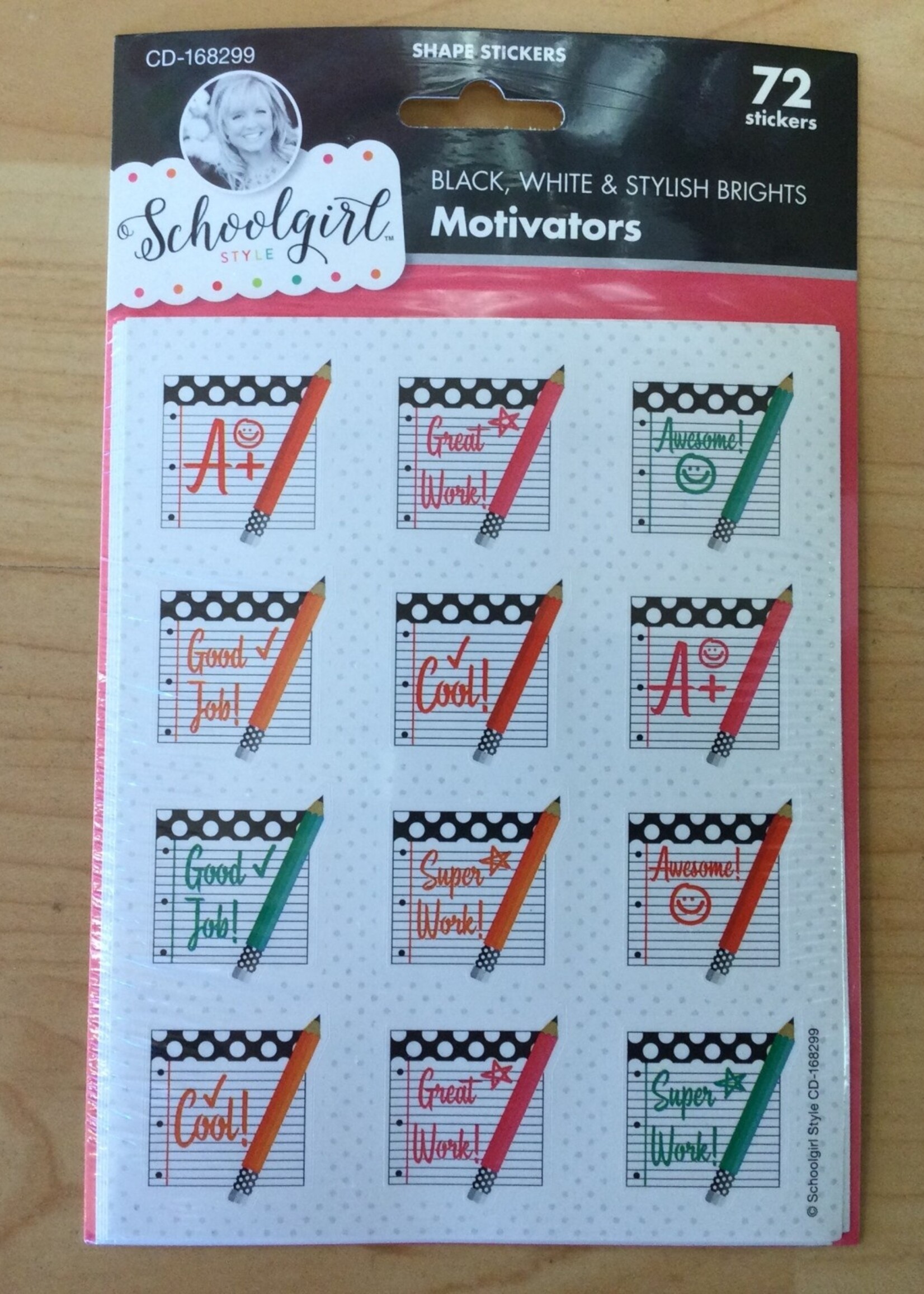 Schoolgirl Style Black, White, & Stylish Bright Motivational Papers Stickers
