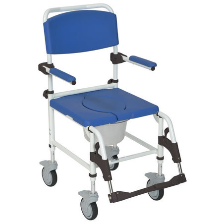 Drive/Devilbiss Aluminum Rehab Shower Commode Chair with Four Rear-locking Casters