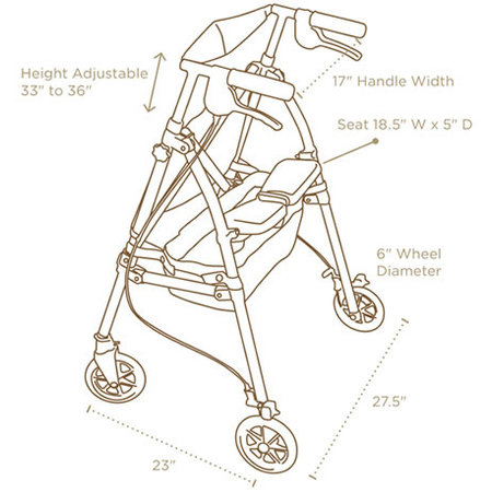 Signature Life Elite Travel Rollator Champagne Gold