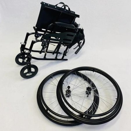 Feather Feather HD 22" Manual Wheelchair (Matte Black) Includes Seat & Back Overlay, Swingaway Legrests, Extra Wide 22" Seat Width Quick Release Rear Wheels