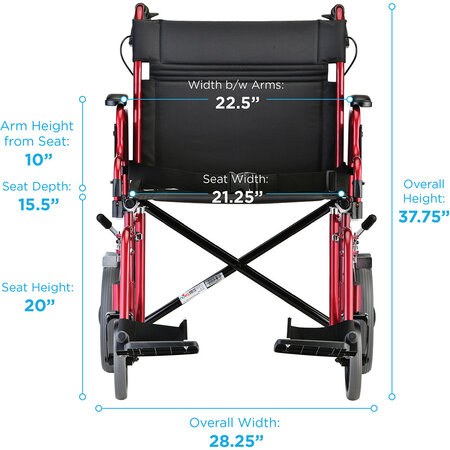 Nova Ortho-Med, INC. 22" Transport Chair W/ Handbrakes