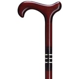Harvy Canes Casino Dark Burgundy Derby Handle Cane W/ Triple metal rings