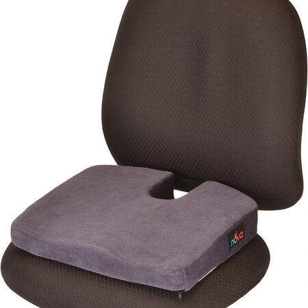 Nova Ortho-Med, INC. Memory Foam Coccyx Cushion Velour Blue