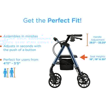 Nova Ortho-Med, INC. Nova Star 8 Rollator Walker Petite