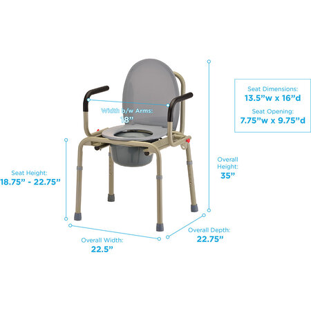 Nova Ortho-Med, INC. DROP ARM COMMODE GRAY