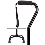 Harvy Canes Quad Cane With Offset Handle Black Small Base
