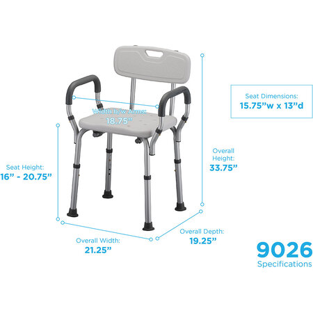 Nova Ortho-Med, INC. Nova Bath Seat With Back & Arms Standard
