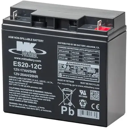 MK Battery MK Battery AGM 20 Amp Flat Top