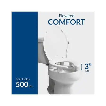 Bemis Independence Round 3" Elevated Toilet Seat, Open-Front Ring with  Snap 2 Secure