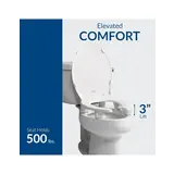 Bemis Independence Elongated 3" Elevated Toilet Seat, Open-Front Ring with  Snap 2 Secure